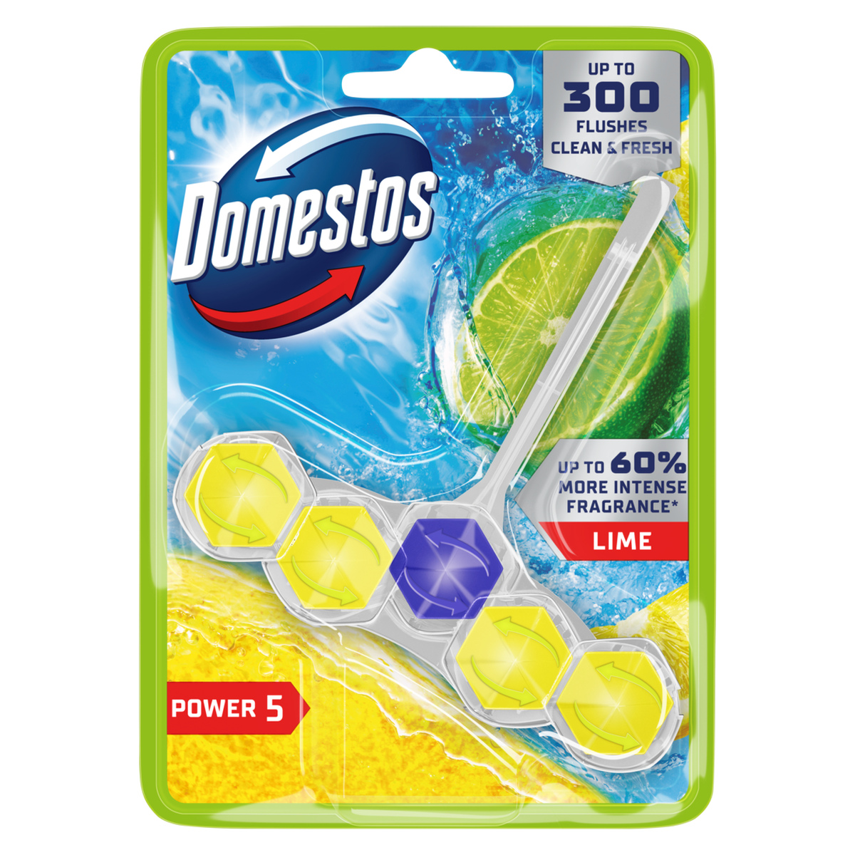 Levně 8X Domestos Power 5 Lime Kostka na Wc Přívěsek 50G
