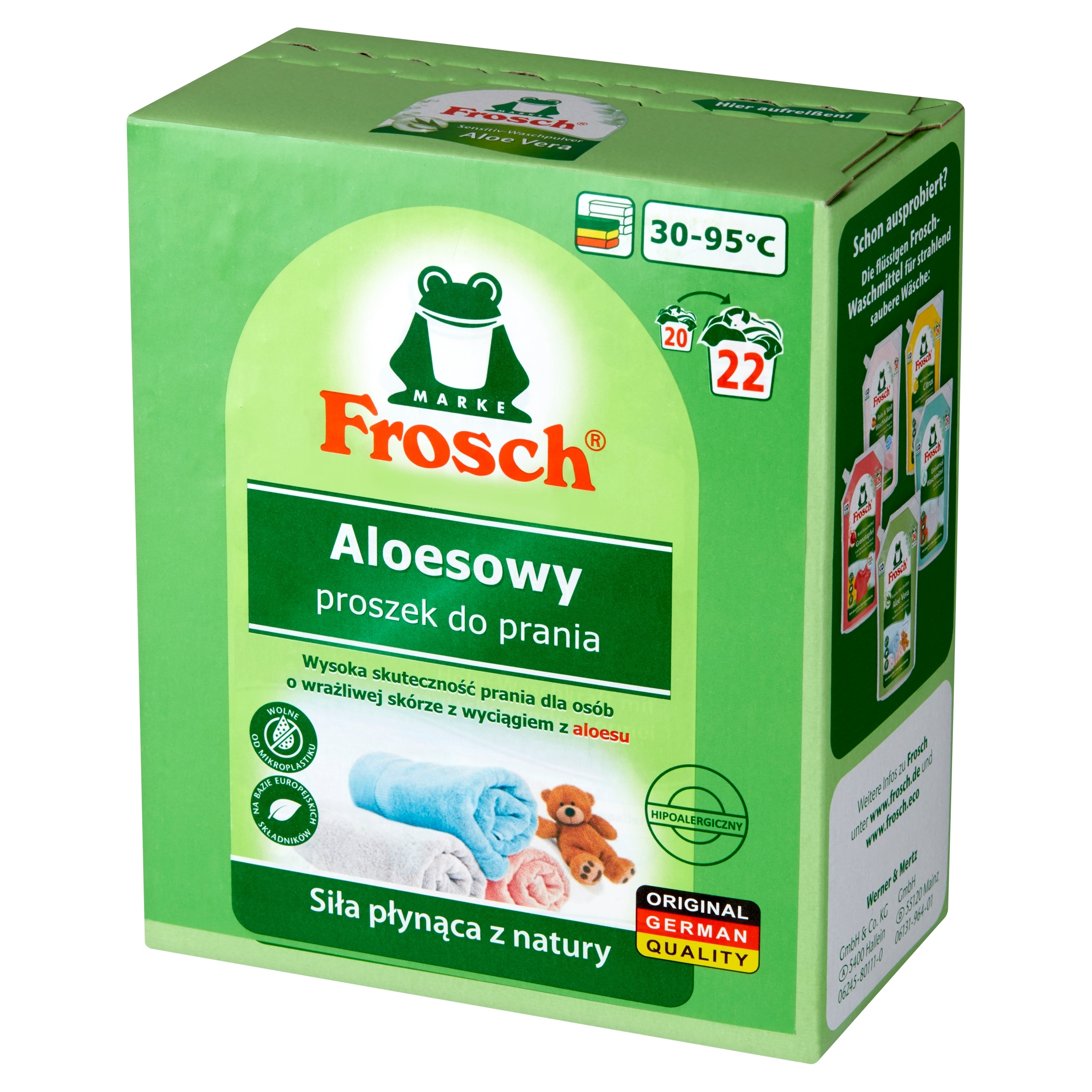 Levně Frosch Prášek na praní Aloe vera Hypoalergenní 22 praní 1,45 kg