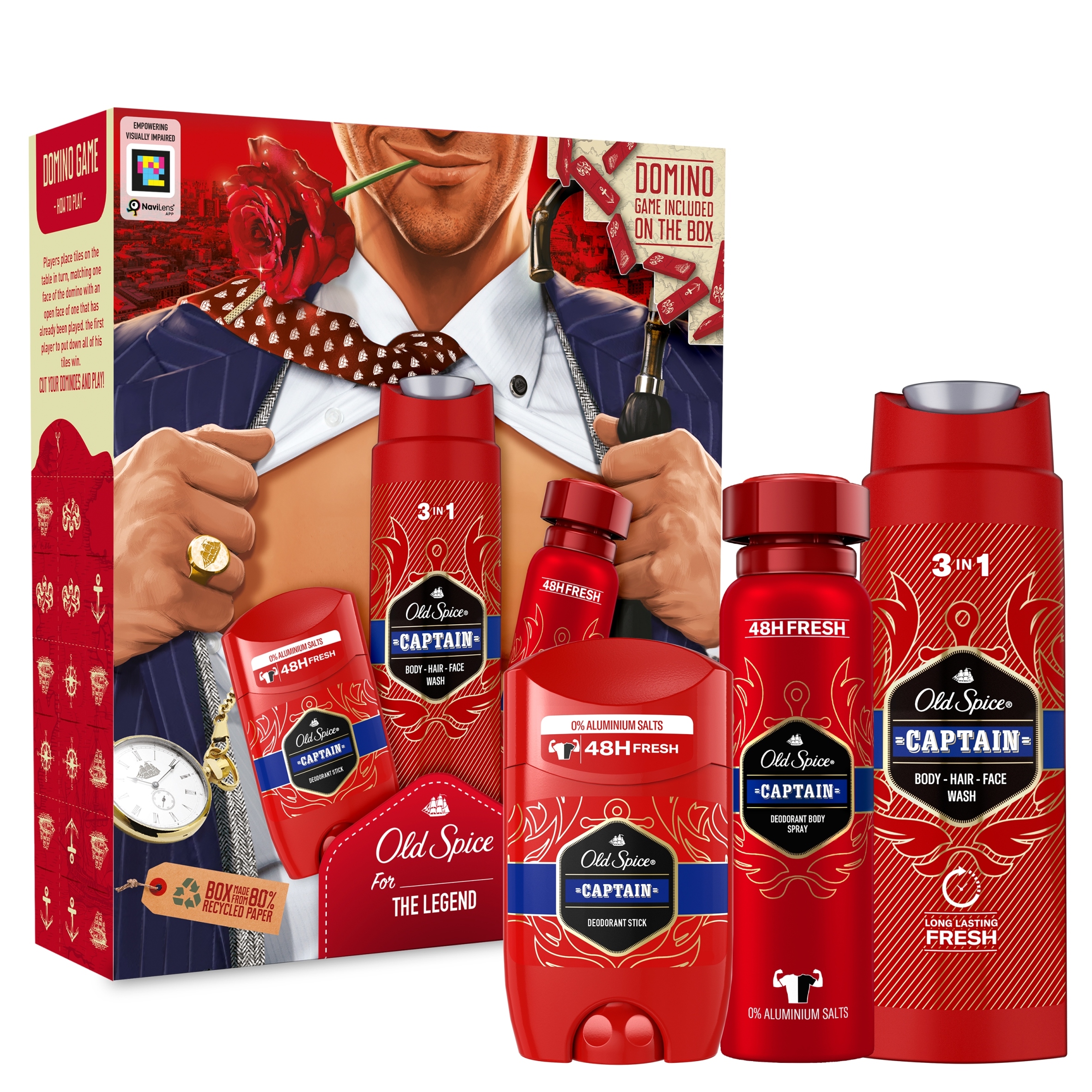 ZESTAW KOSMETYKÓW OLD SPICE CAPTAIN ŻEL+ DEZODORANT SPRAY + SZTYFT
