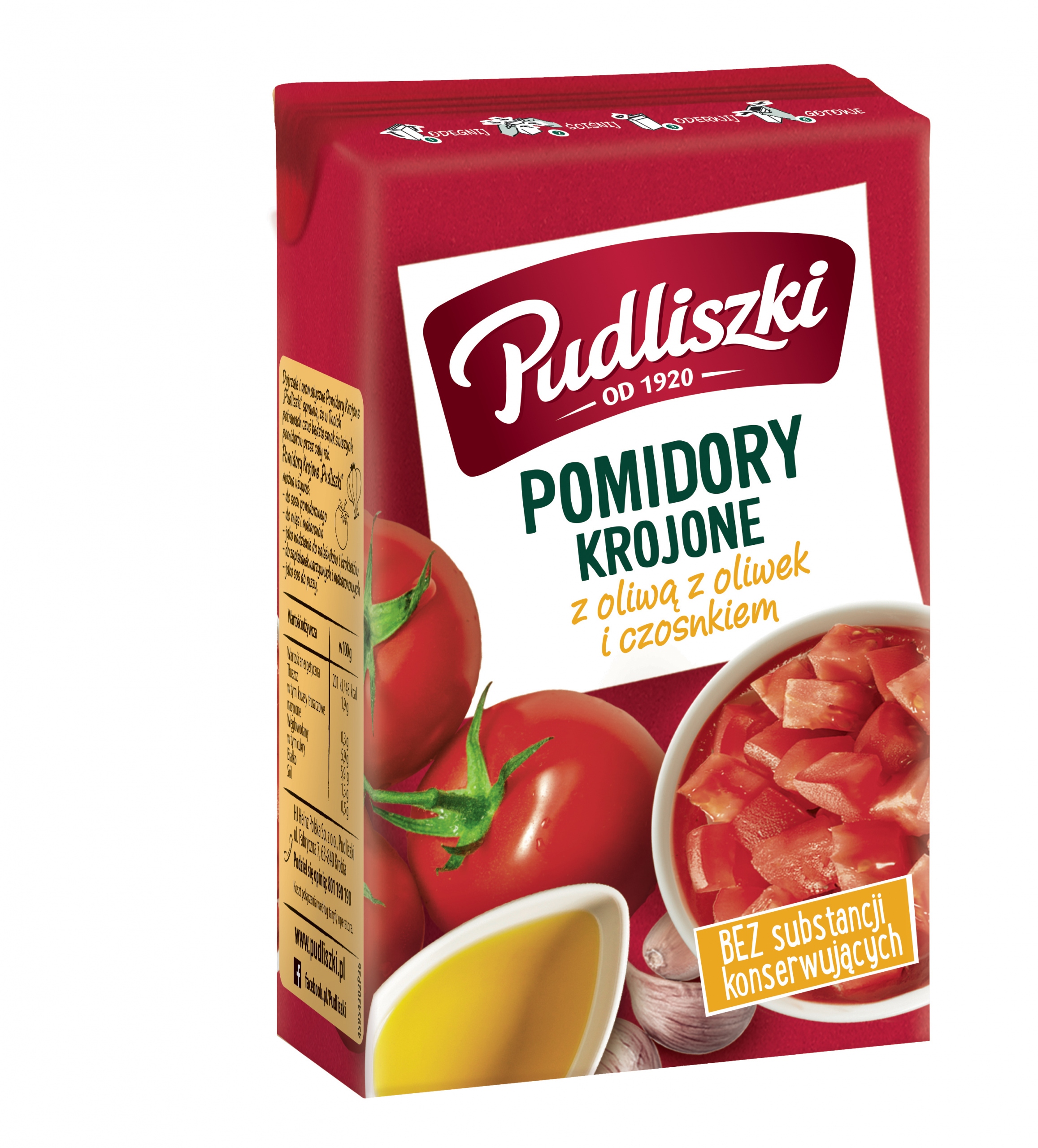 Levně Pudliszki Rajčata krájená s česnekovým olejem 390 g
