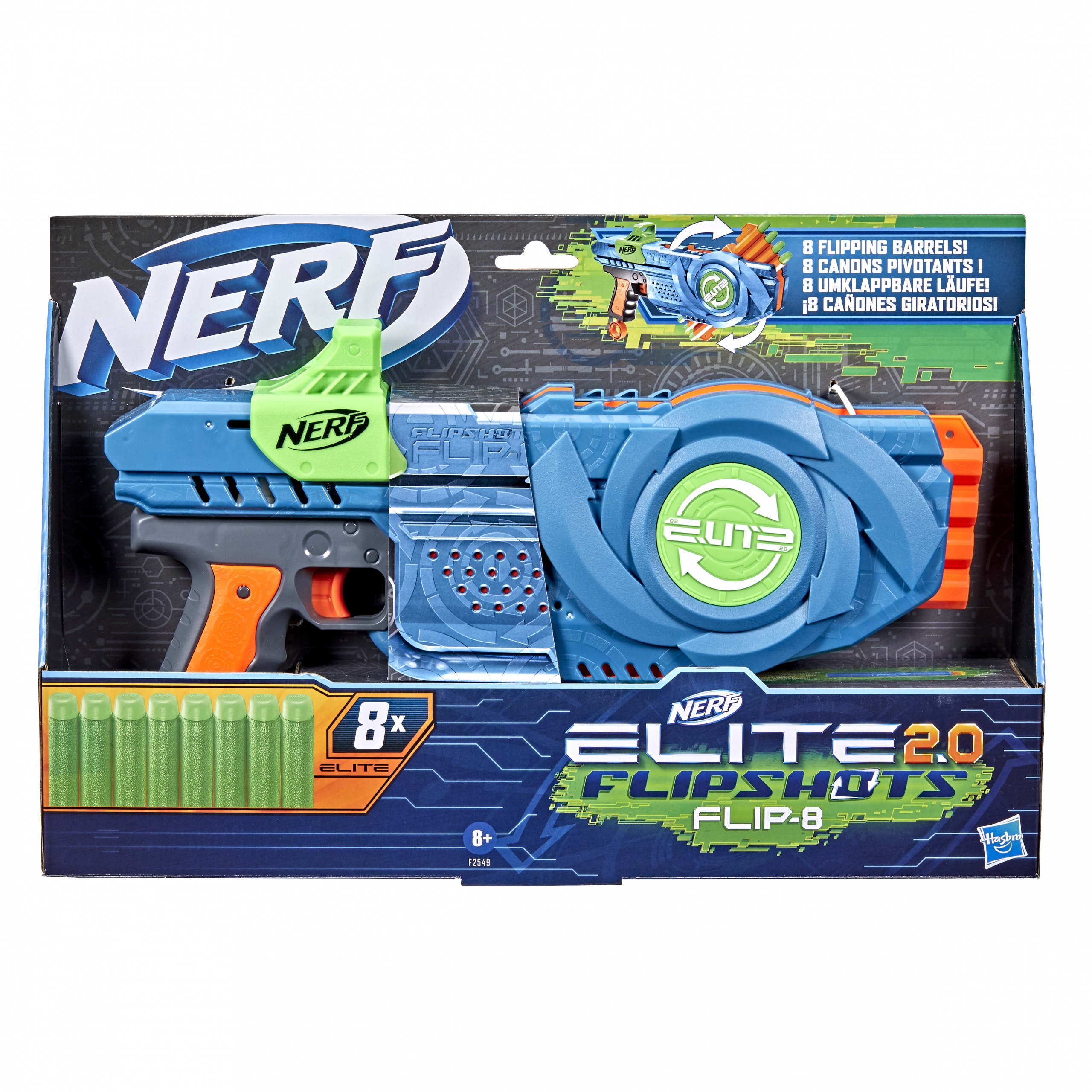 Hasbro Nerf Elite 2.0 Wyrzutnia Flipshots Flip-8 + strzałki F2549