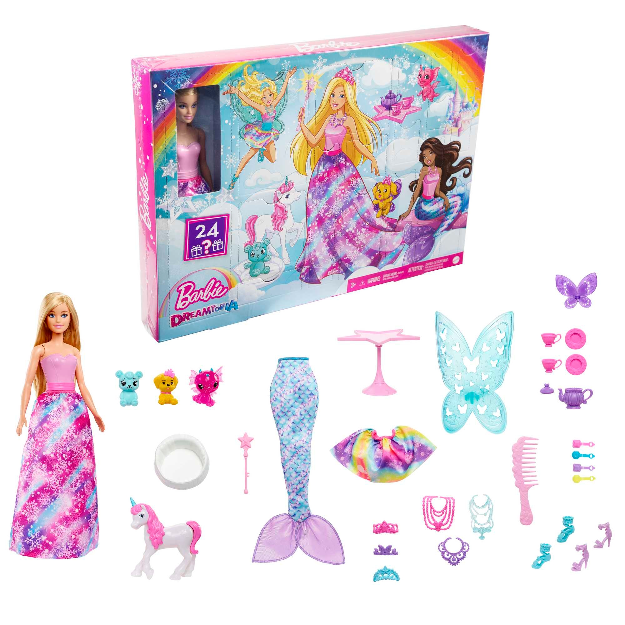 Адвент-календарь Barbie Dreamtopia HGM66, кукла, единорог, дракон и аксессуары, от 3 лет — фото 2
