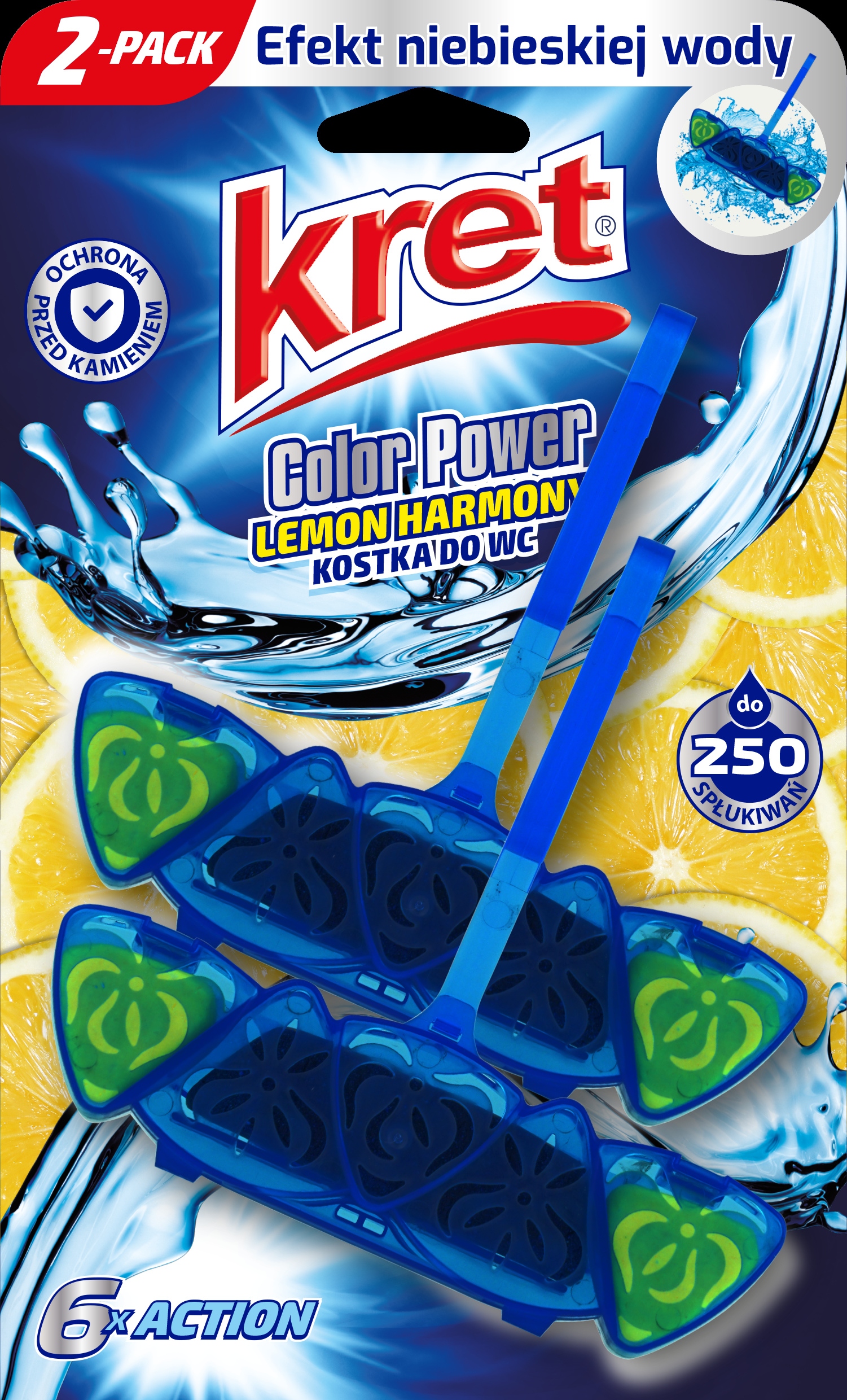 Kret Zawieszka do wc BARWIĄCA WODĘ LEMON 2X40G