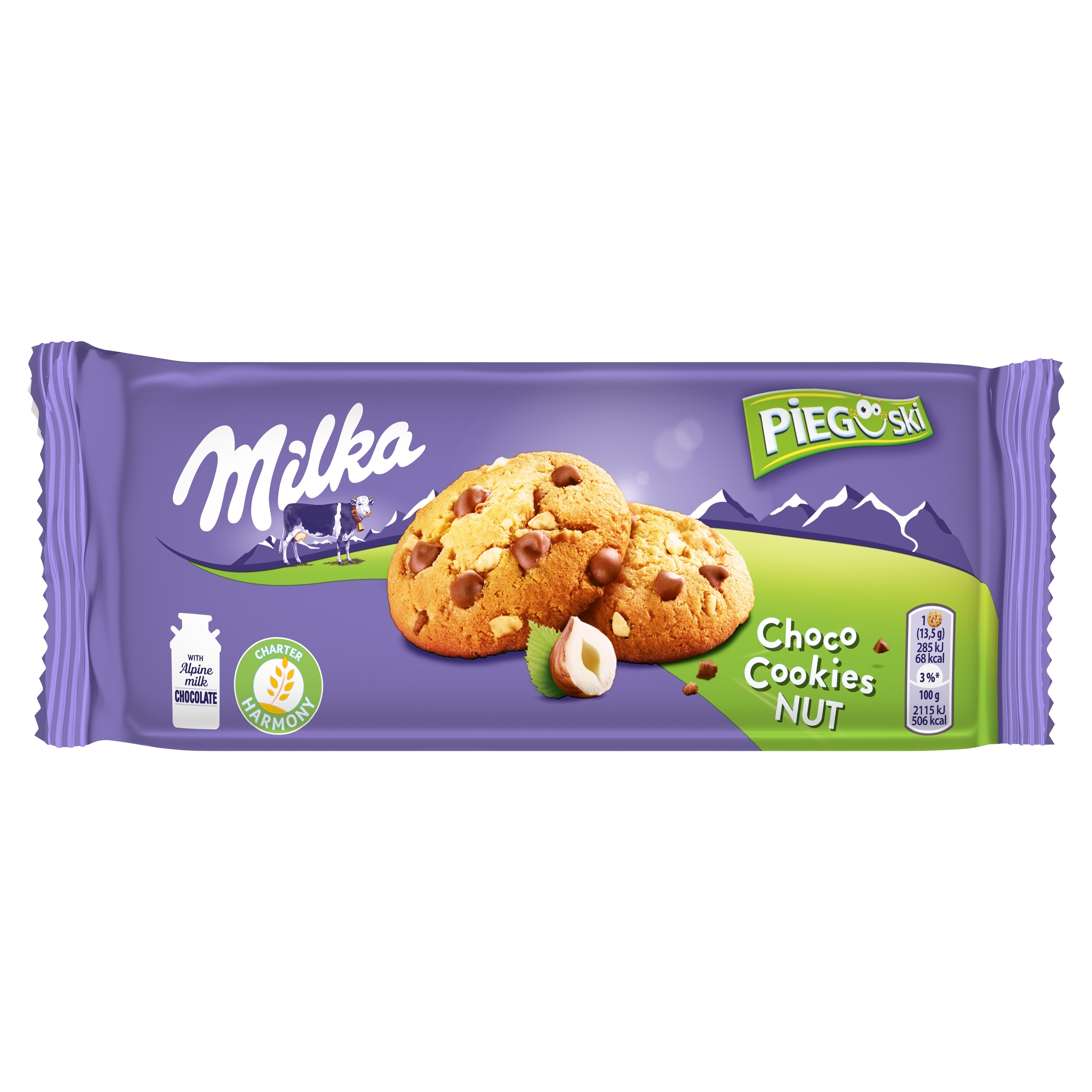 Levně Křehké sušenky Milka Pigusky ořechové 135 g