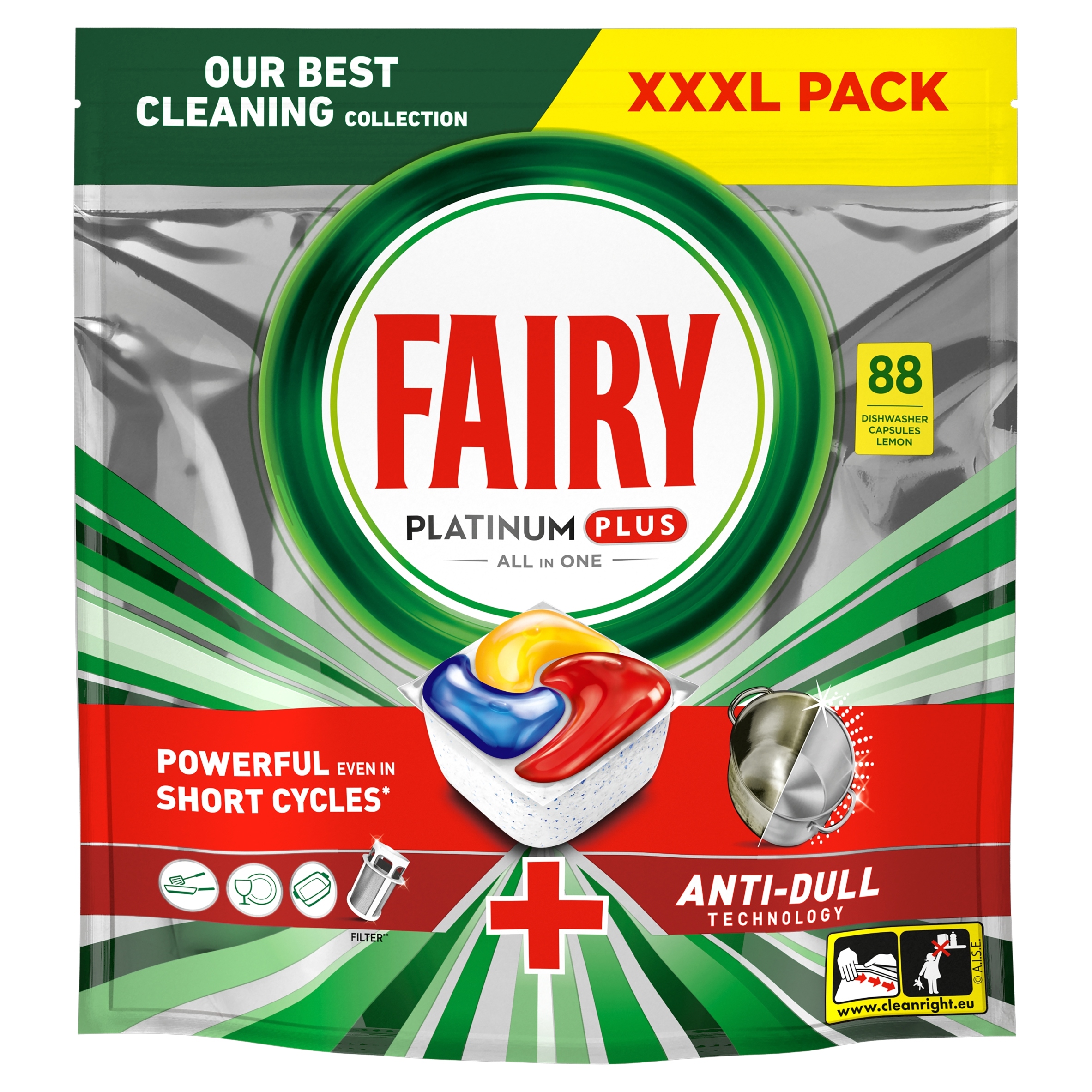 Levně Fairy Platinum Plus All In One Kapsułki do zmywarki Cytryna 88 szt.