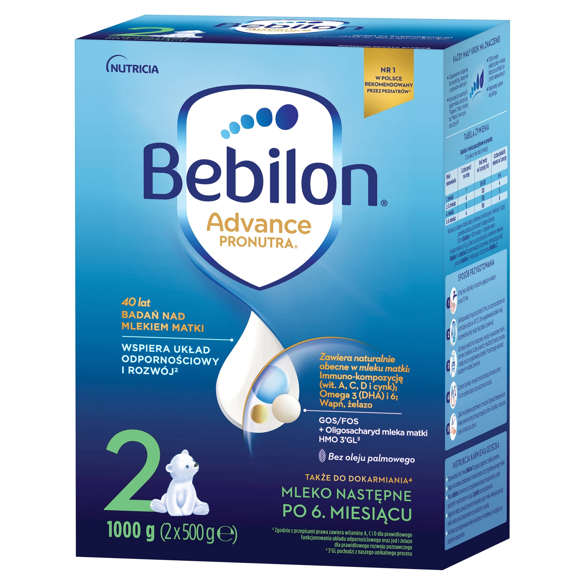 BEBILON 2 ADVANCE PRONUTRA 1000G MLEKO NASTĘPNE PO 6 MSC