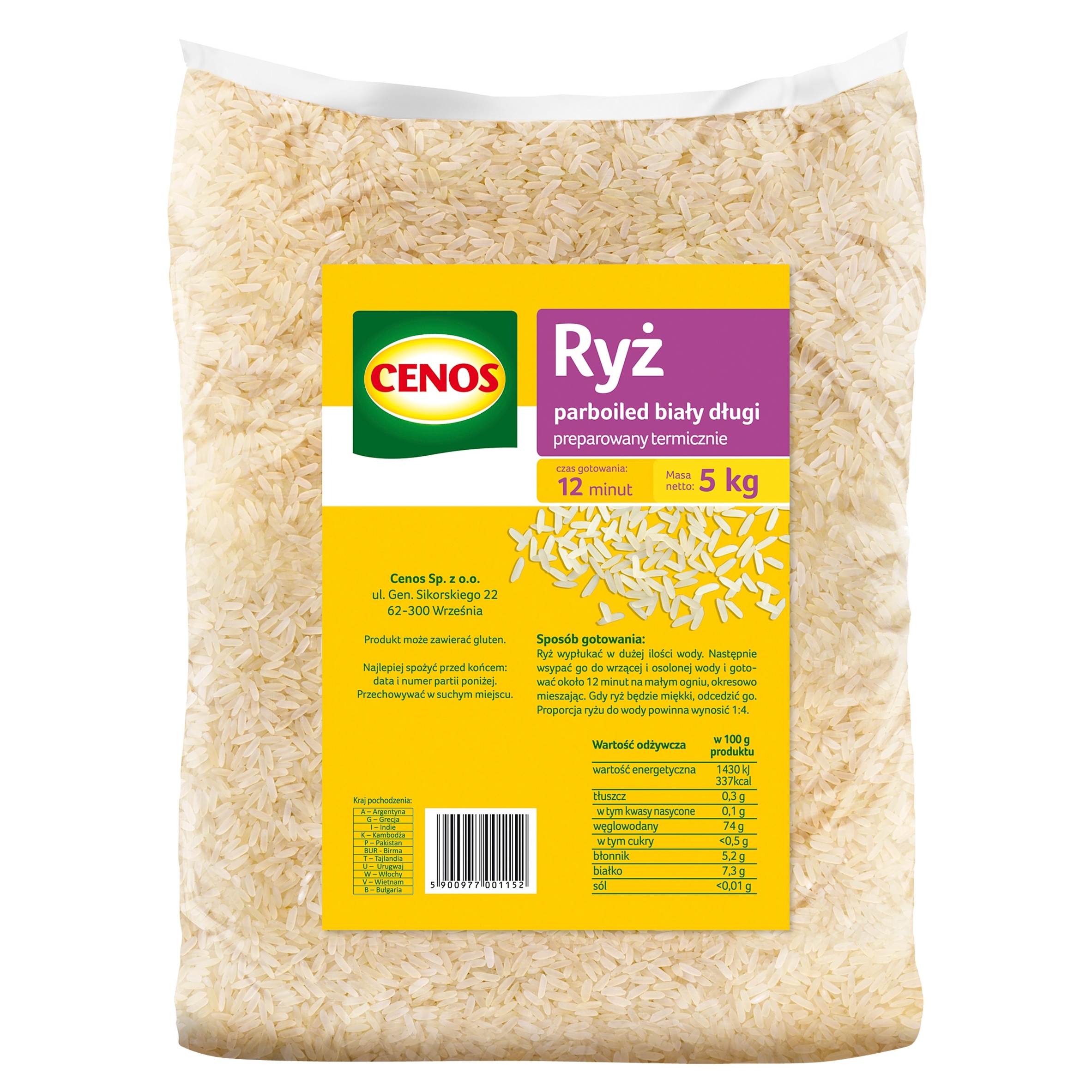 Levně Parboiled rýže Cenos 5 kg