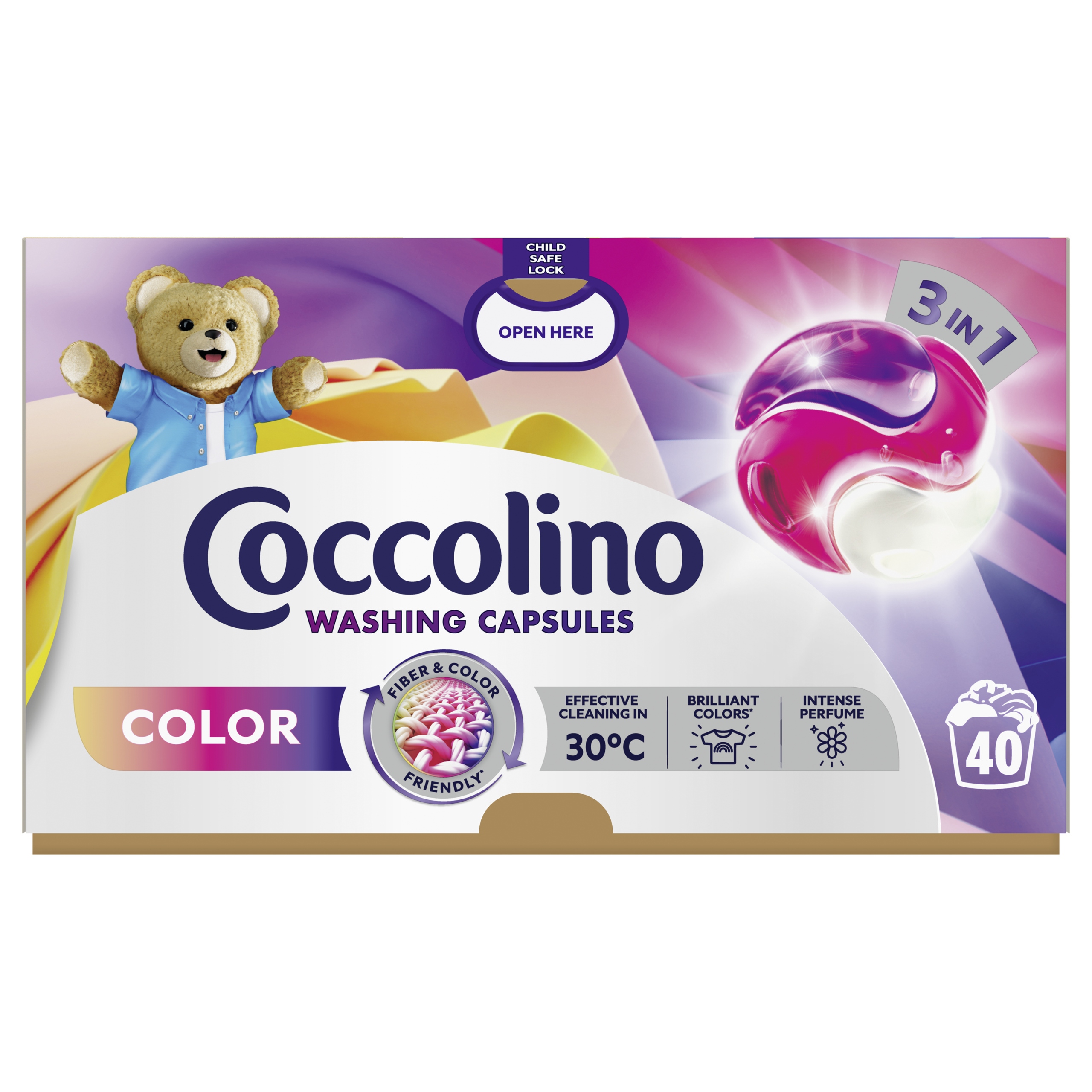 Levně Coccolino Care Kapsle 3v1 na praní barevných tkanin 692 g (40 praní)