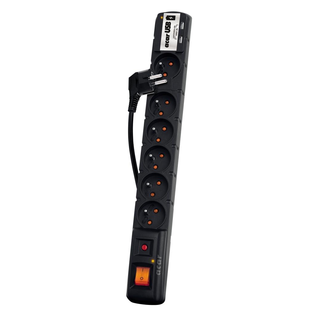 Zásuvková Lišta Acar Usb 3M, čierny