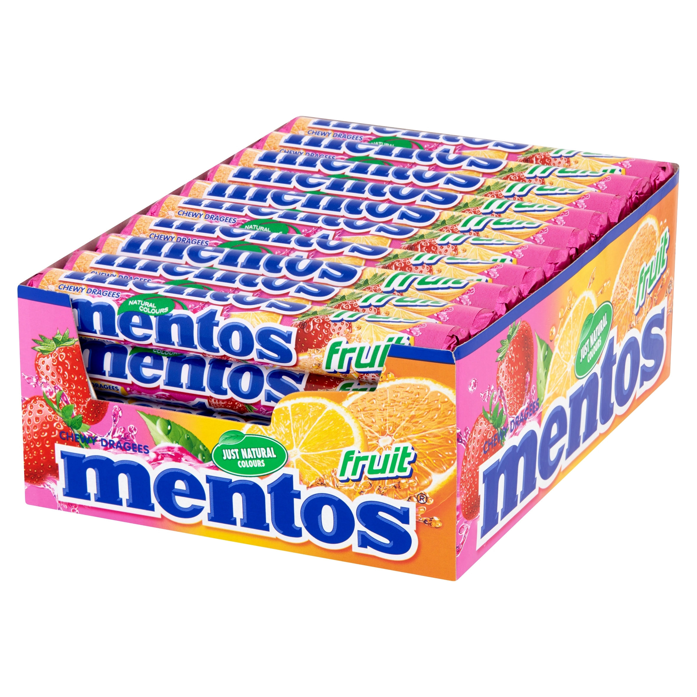 Levně Mentos Fruit Žvýkací bonbóny s ovocnou příchutí 38 g x 40 ks 1520 g