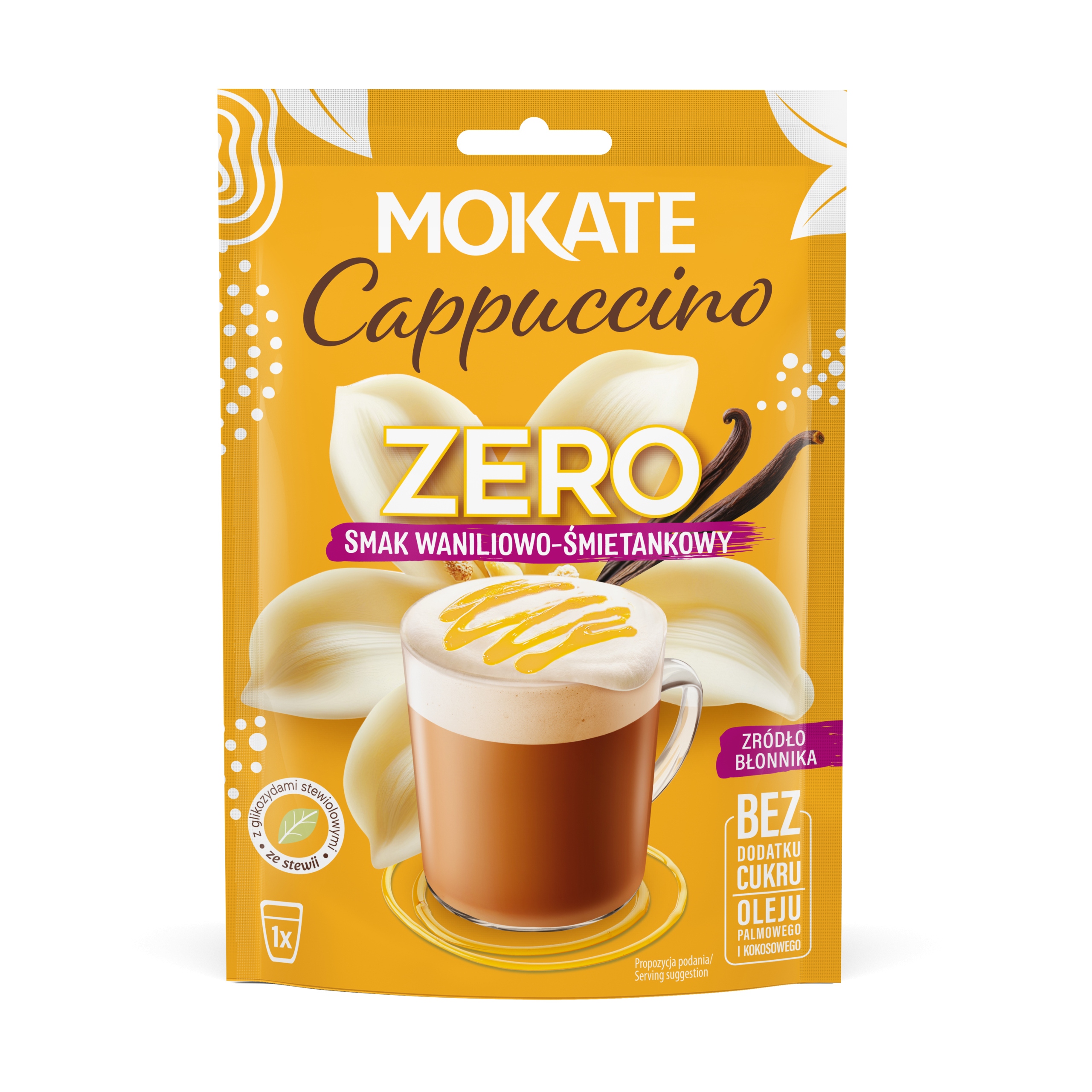 Levně 13X Kávový nápoj Cappuccino Mokate Vanilka Smetana 20 g bez přidaného cukru