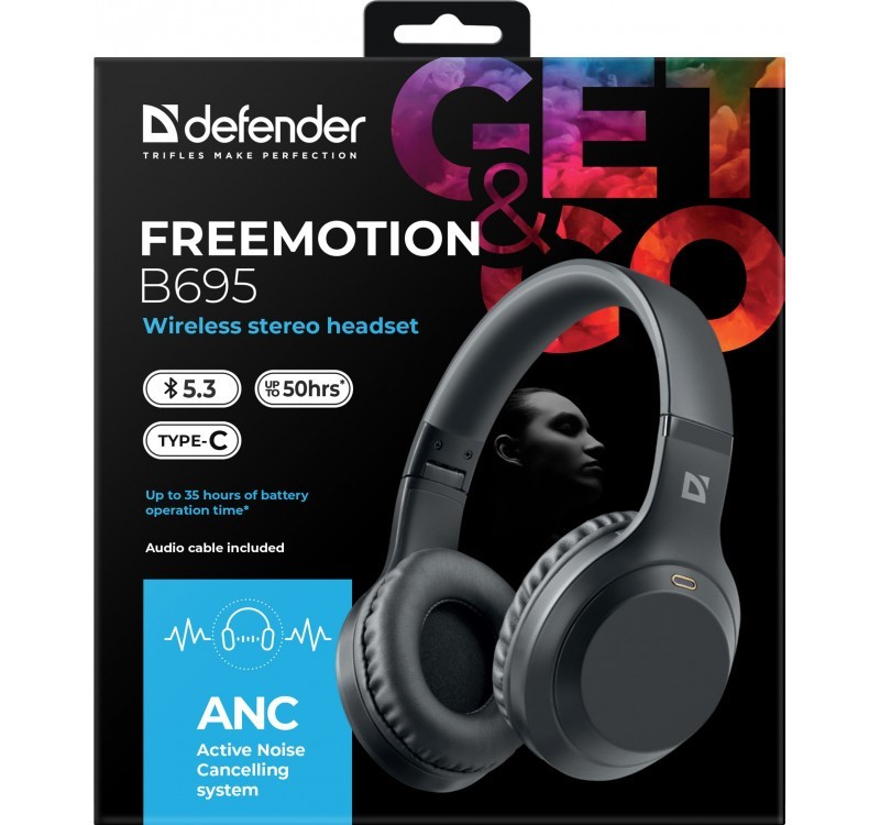 SŁUCHAWKI DEFENDER BLUETOOTH FREEMOTION B695 ANC CZARNE — 19