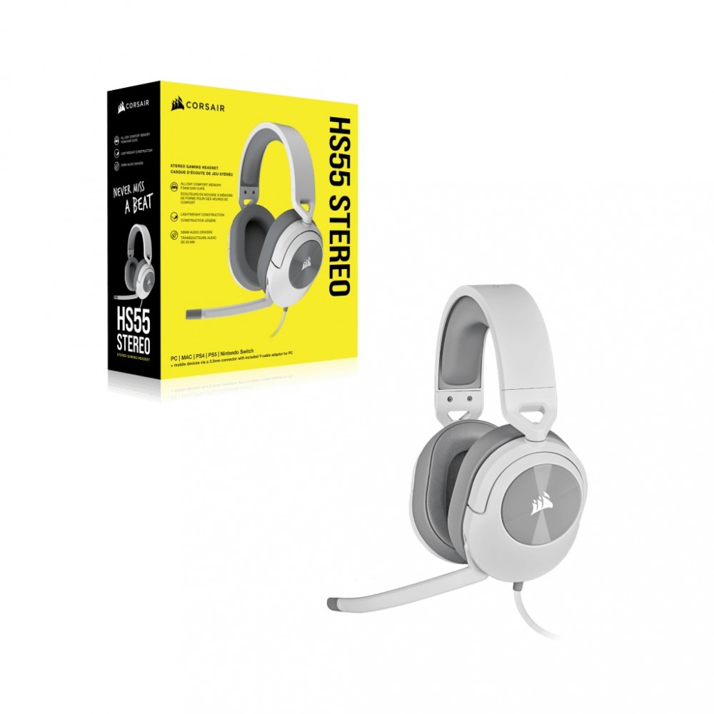 CORSAIR HS55 Stereo Headset, White — 17