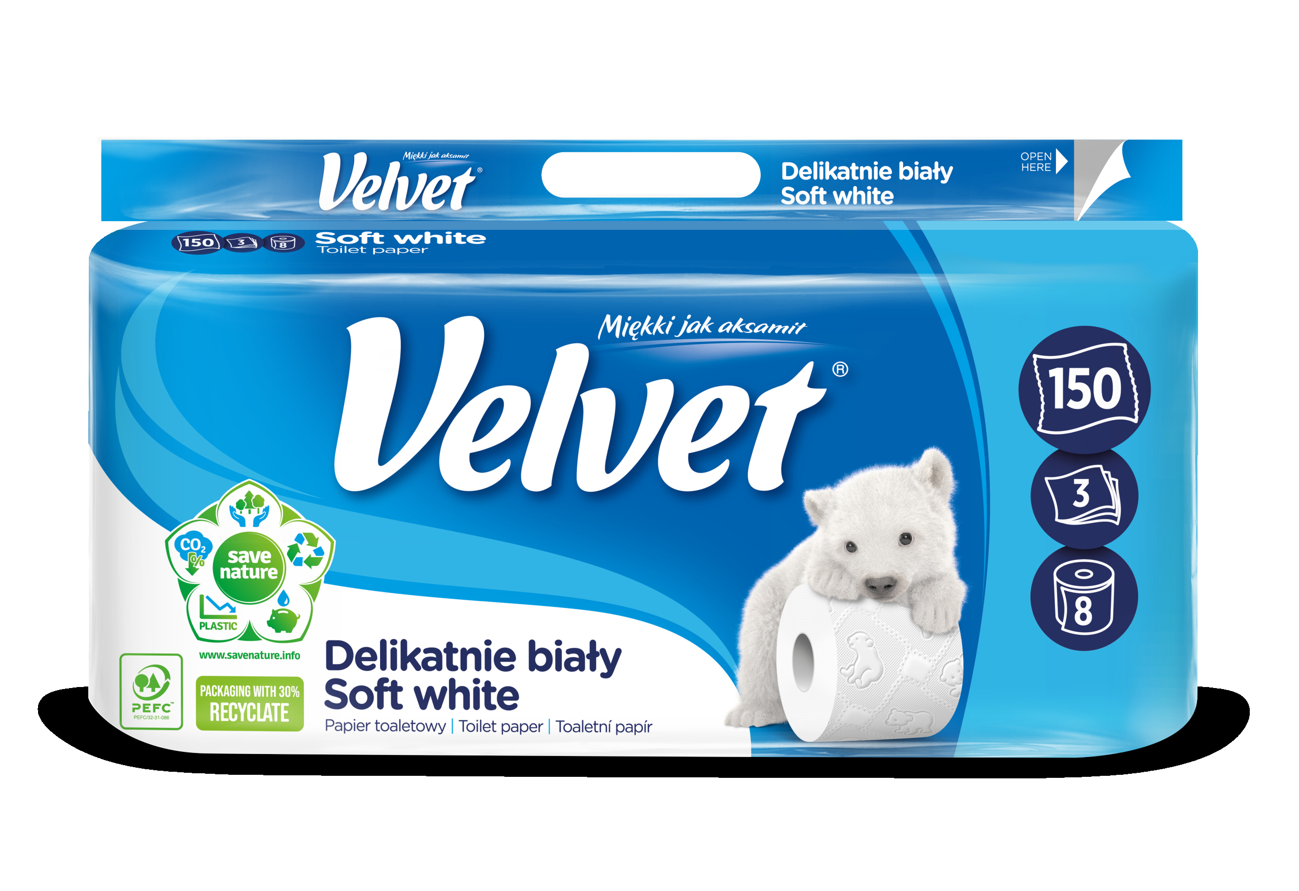 Velvet Papier Toaletowy Soft White 8 Rolek 3 Warstwowy