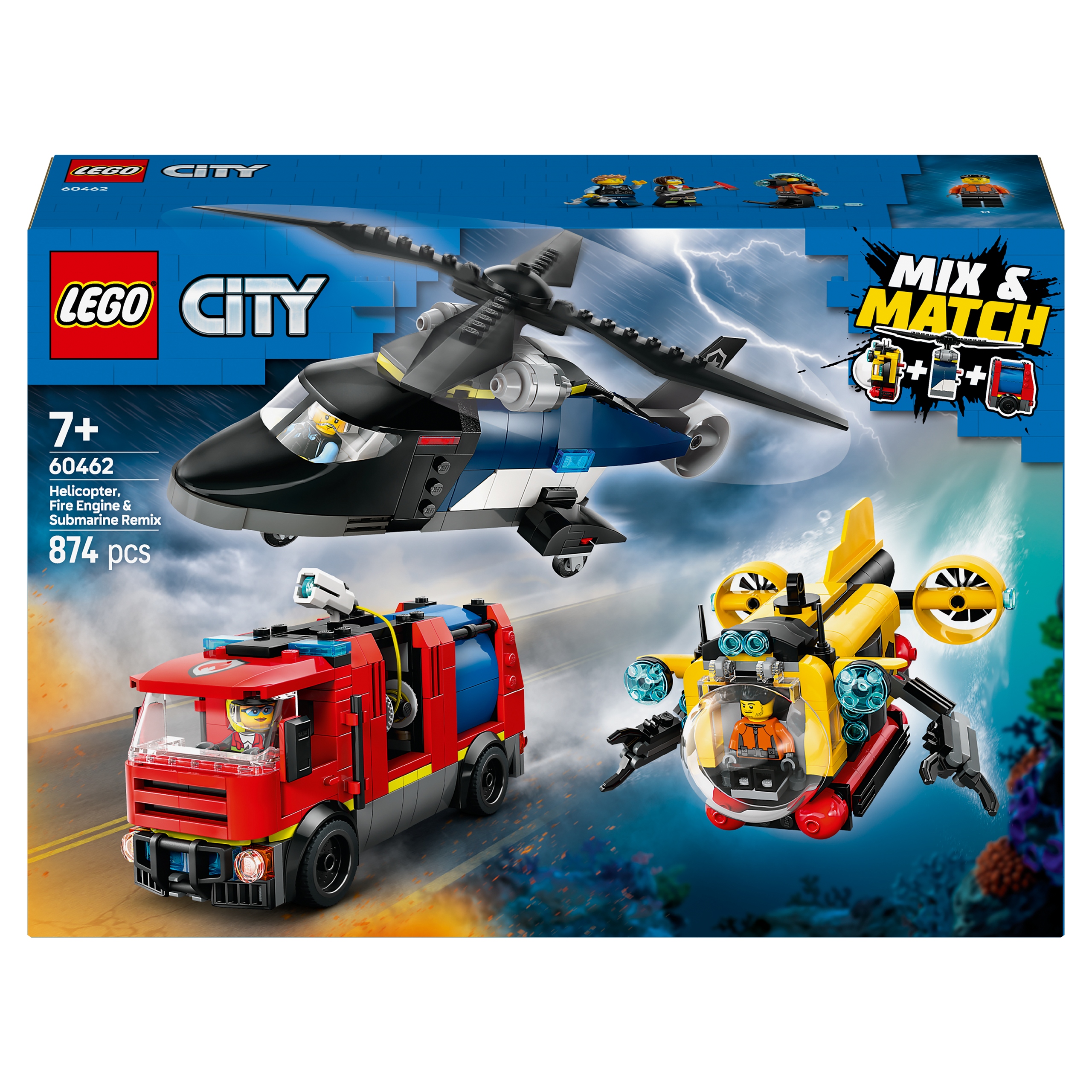 Lego City Sada s vrtulníkem, hasičským autem a ponorkou 60462