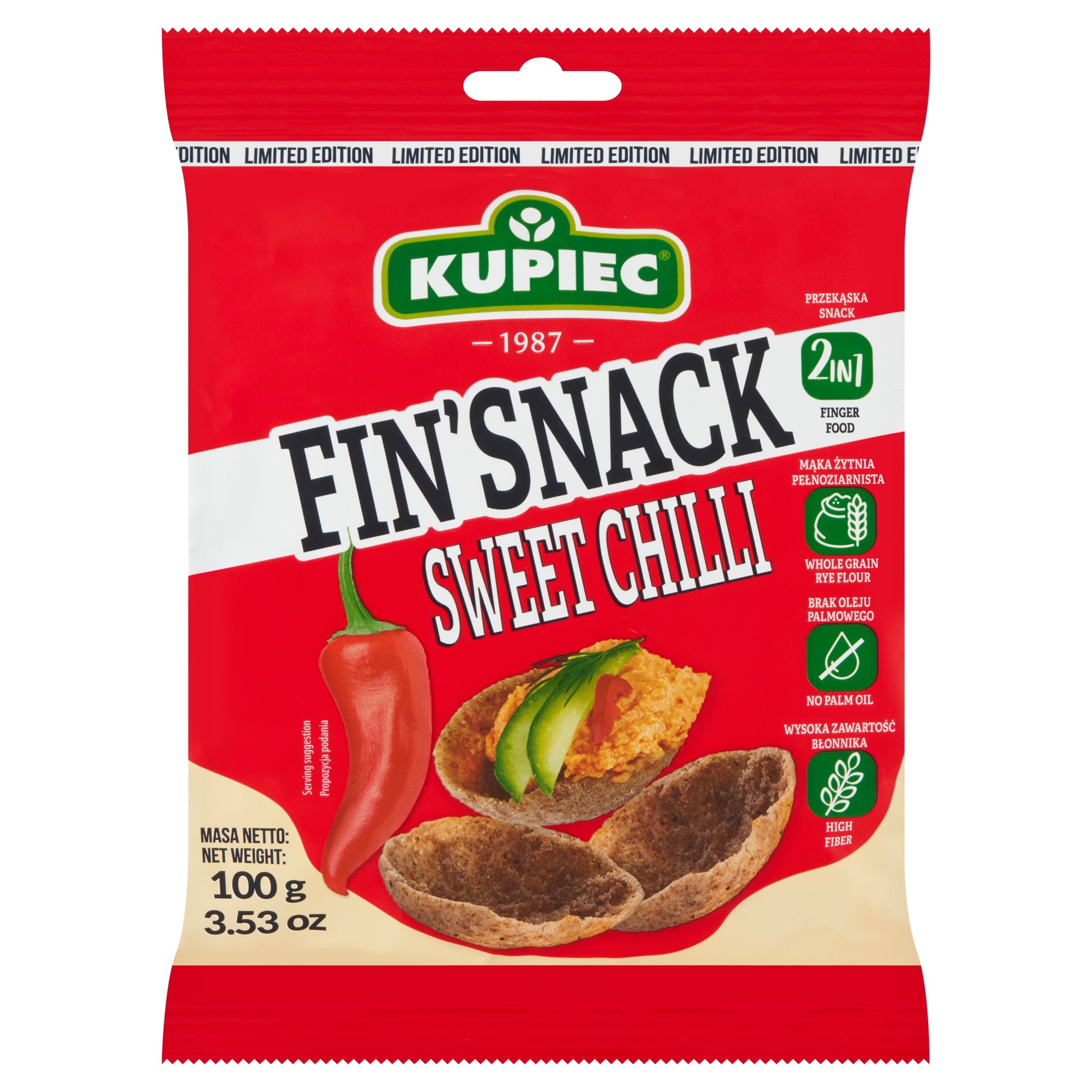 Fin`snack snacki żytnie o smaku słodkiego chili 100g