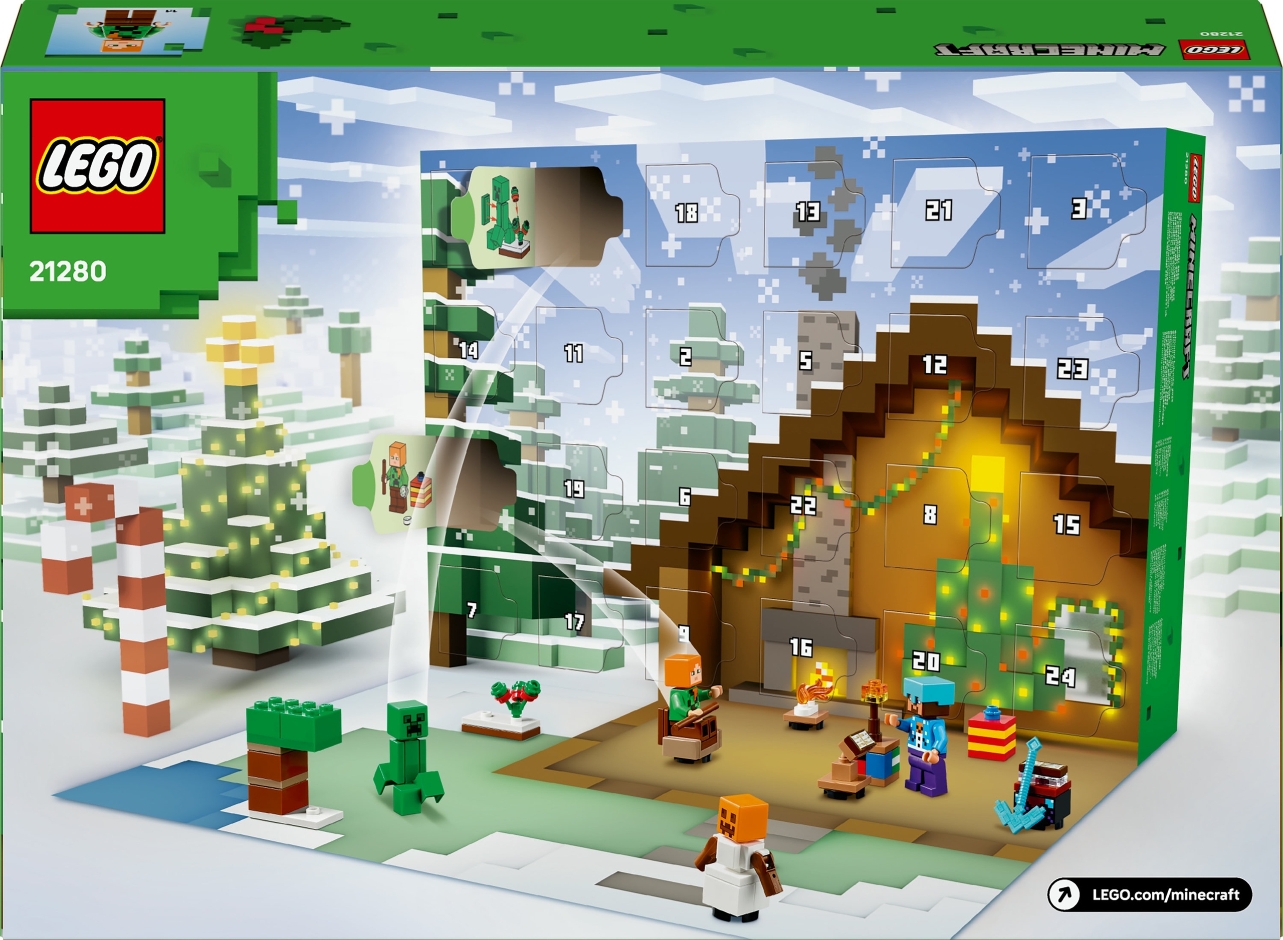 Адвент-календарь LEGO Minecraft 21280 2025, 300 деталей, минифигурки и игровой коврик, от 7 лет — фото 8