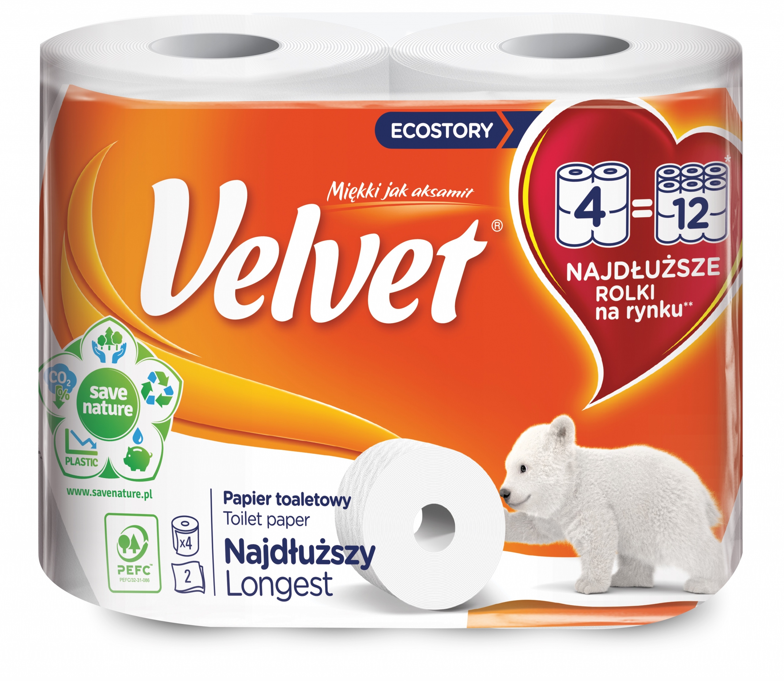 

Rolki Papieru Velvet Biały 4 Dł.rolki