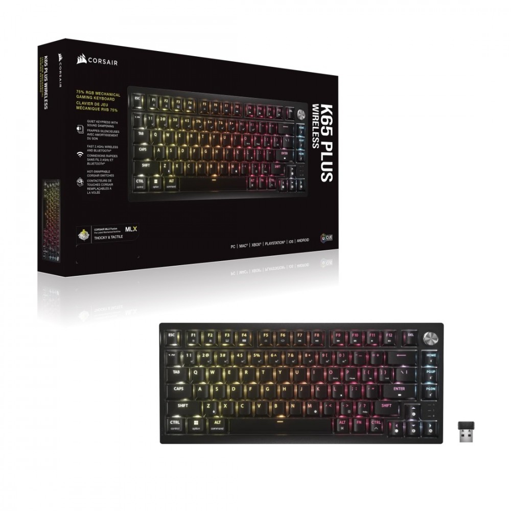 CORSAIR K65 PLUS WIRELESS TACTILE 75% RGB Mechanical Gaming Keyboard — 6