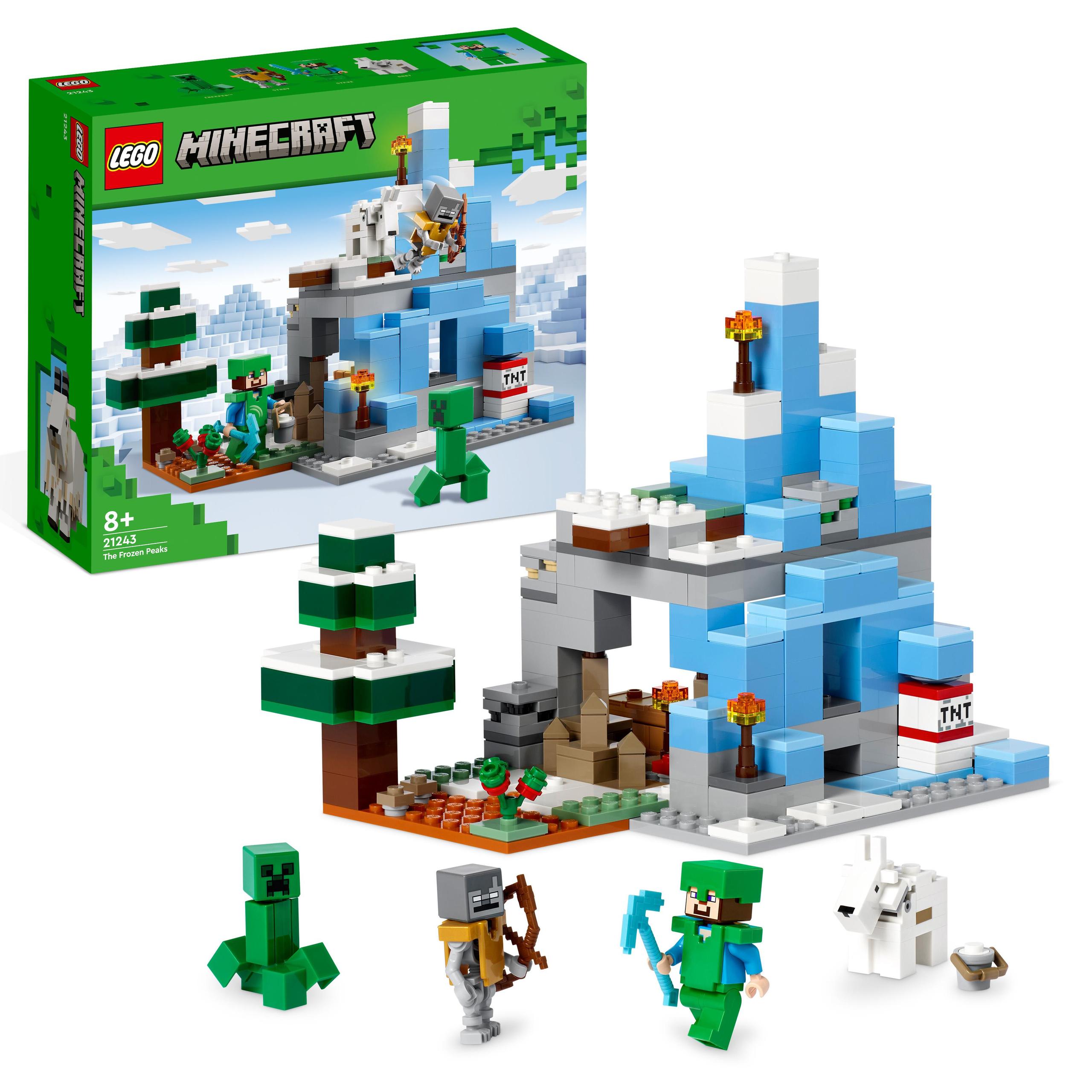 stavebnice Lego 21243 Minecraft Zasněžené vrcholky 304 dílků! Majkraft