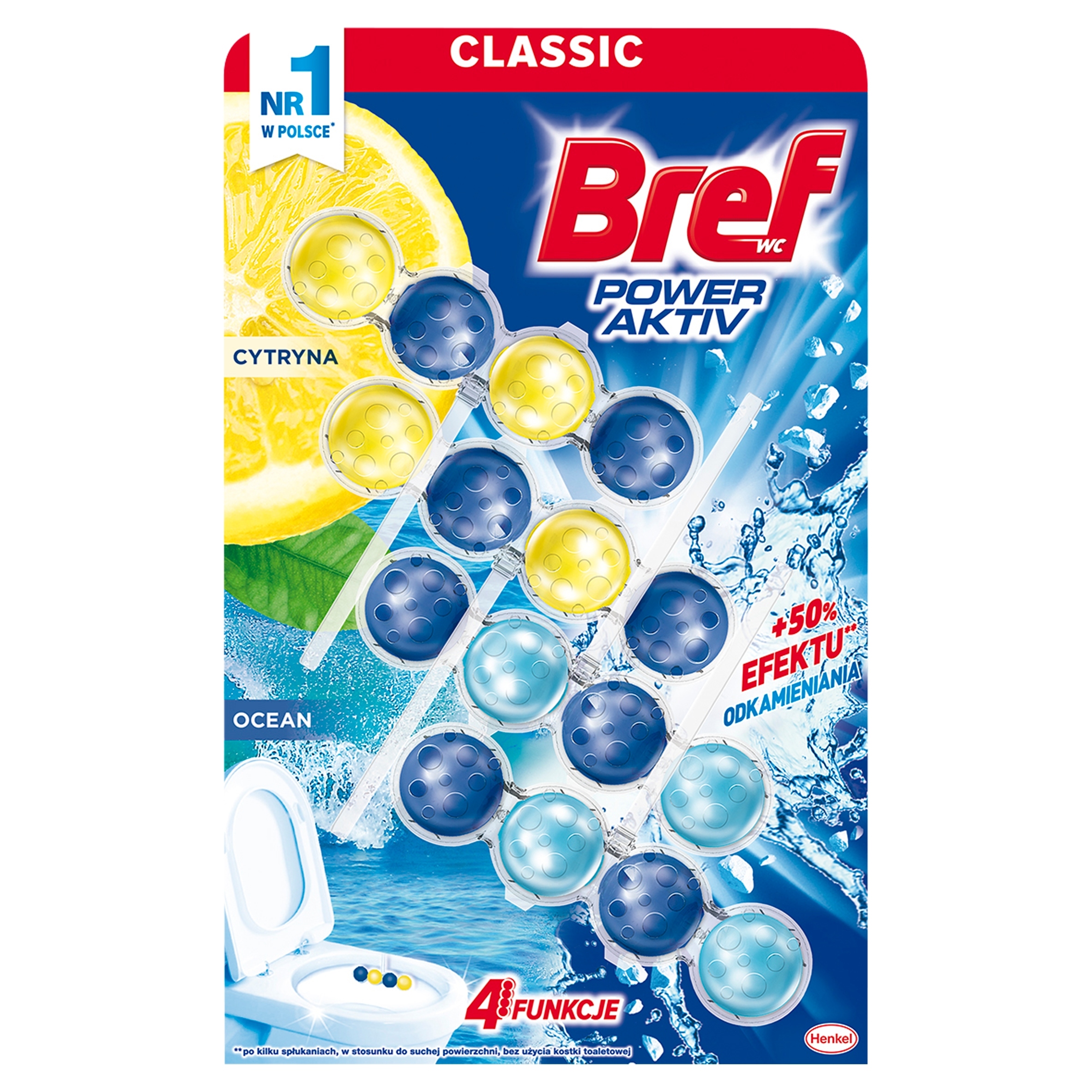 Levně 2x Bref Power Activ Mořská bříza a šťavnatý Citron závěsná kostka na Wc 4x50 g