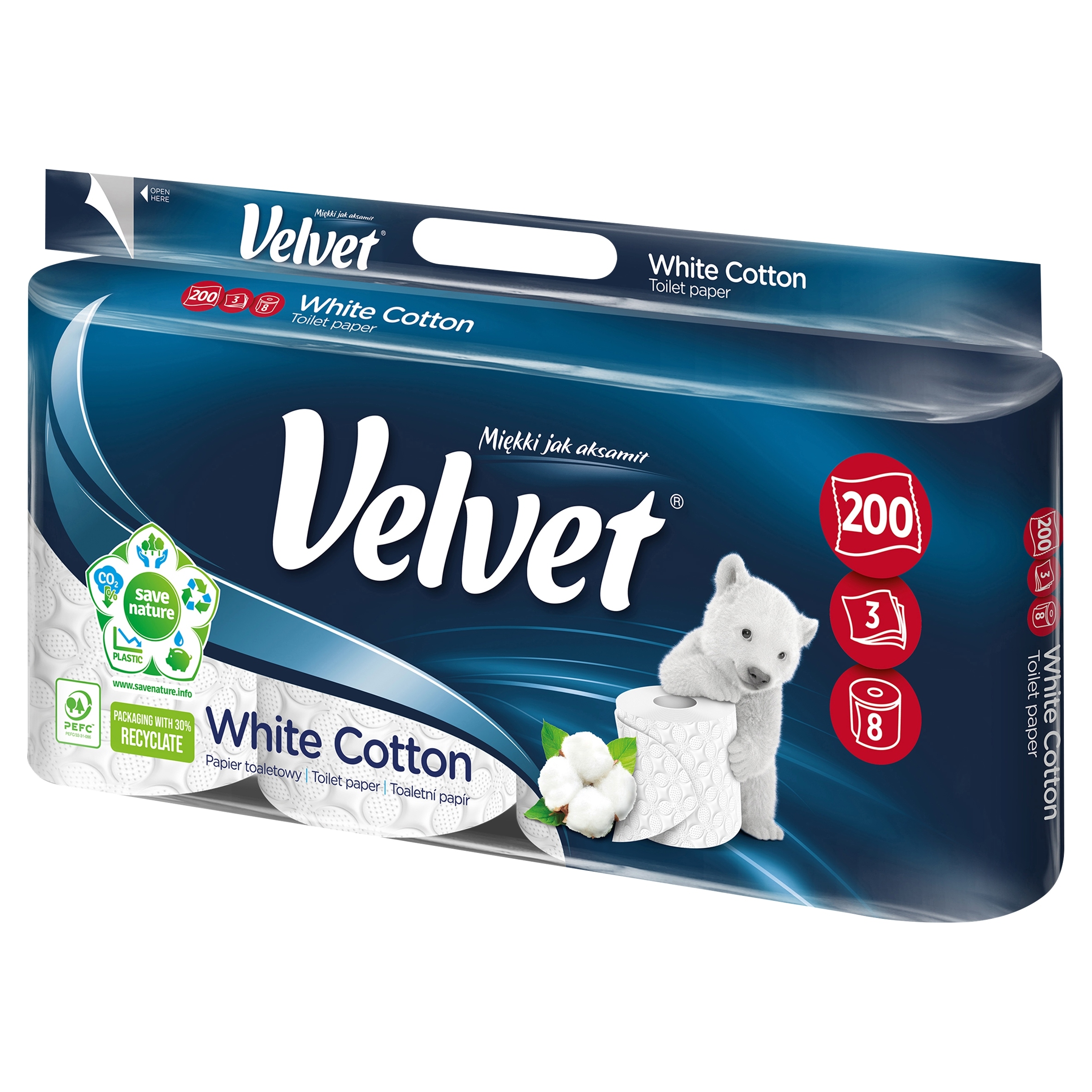 

Velvet White Cotton papier toaletowy 8 szt.