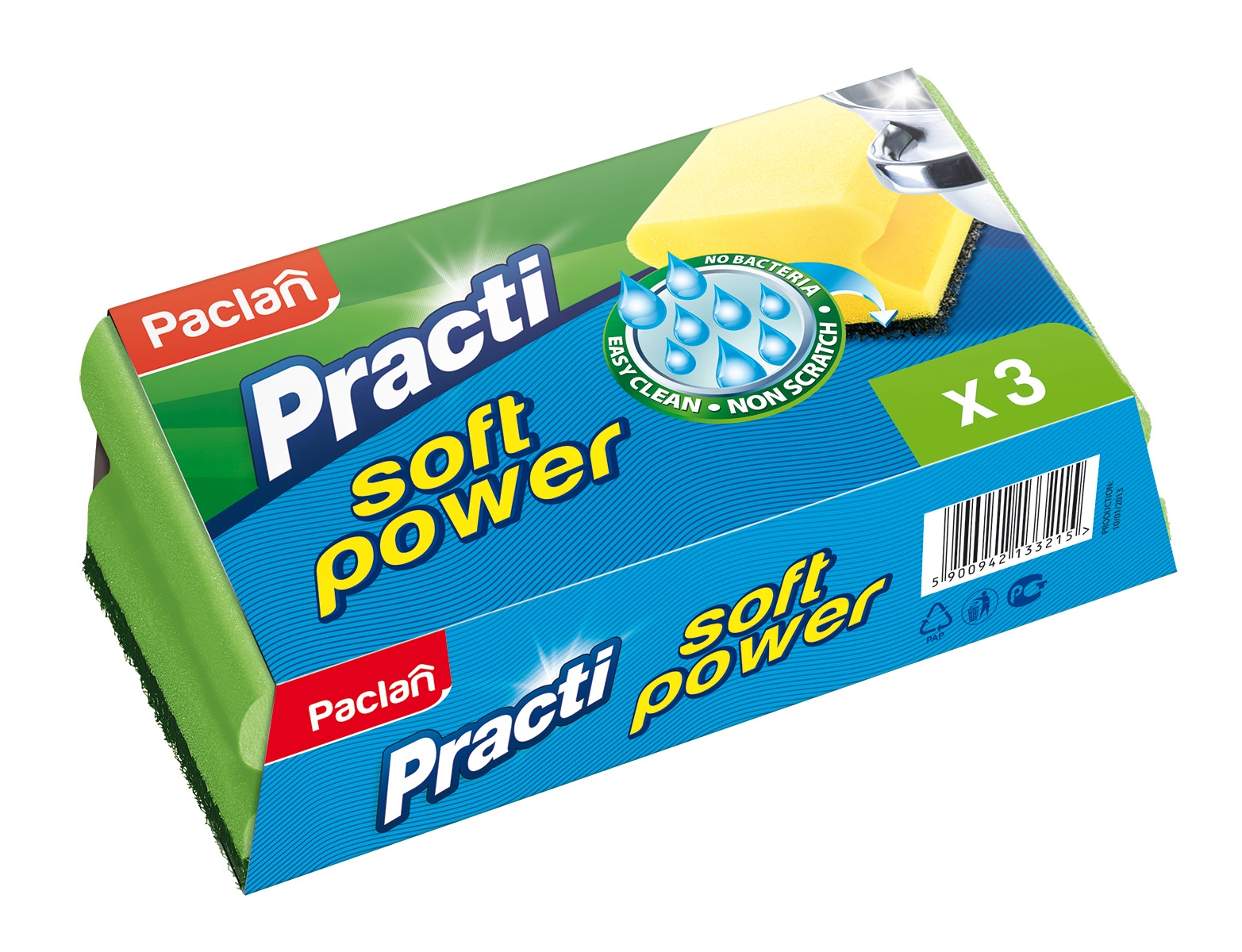 

Paclan Practi gąbki do mycia naczyń 3 szt