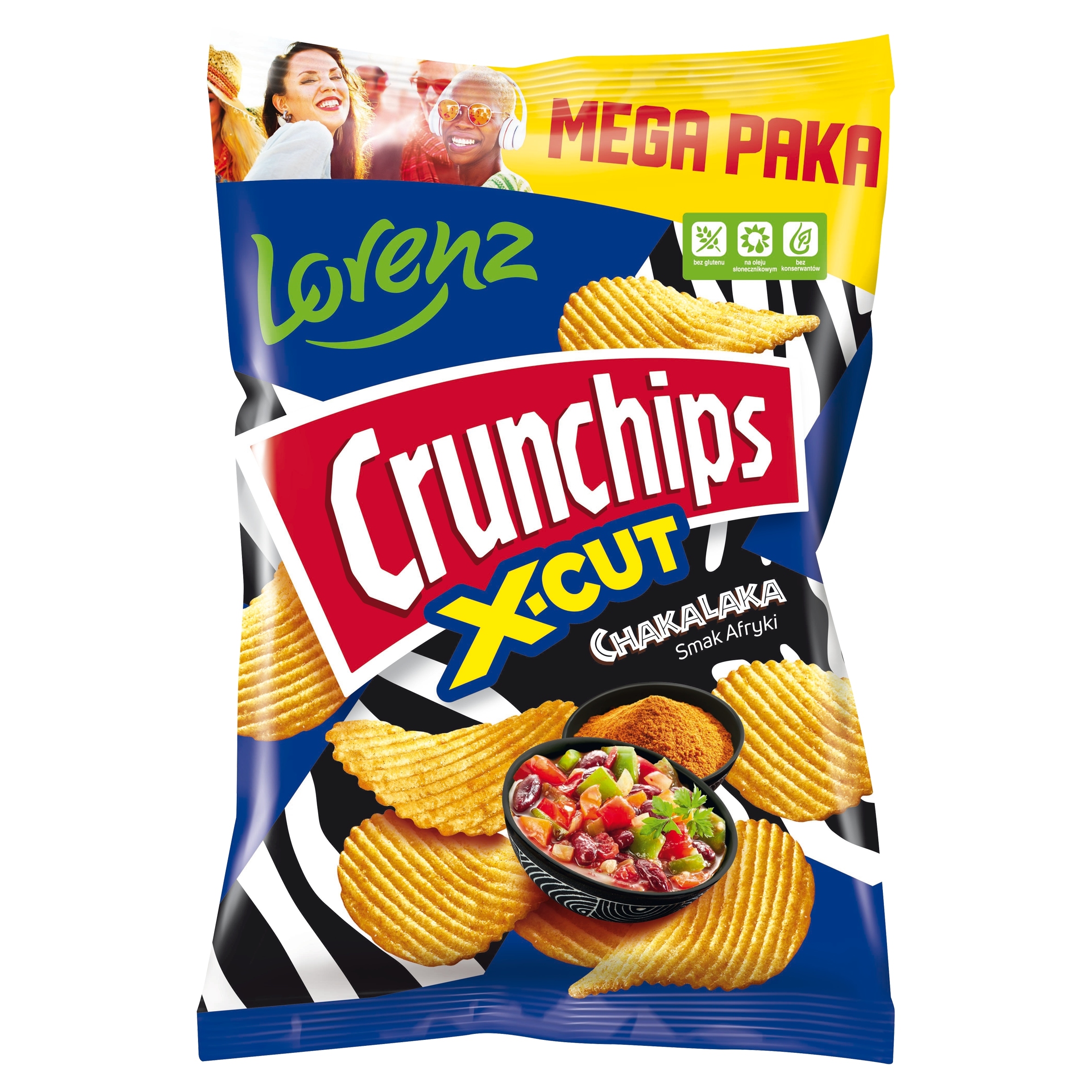Levně 5 x Crunchips X-Cut Bramborové chipsy s příchutí chakalaka 200 g