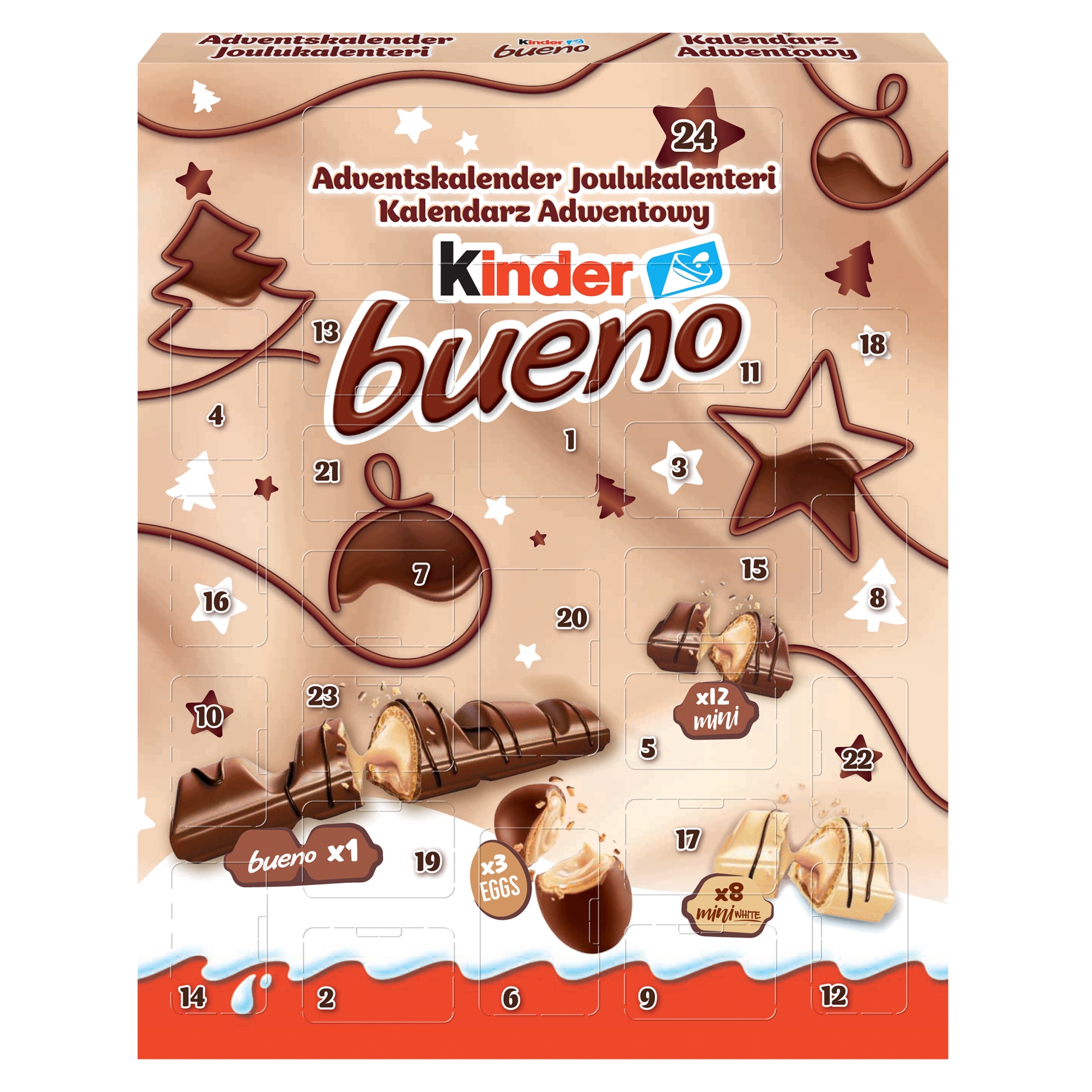 Адвент-календарь Kinder Bueno, шоколадные сладости, 24 окошка, 181 г