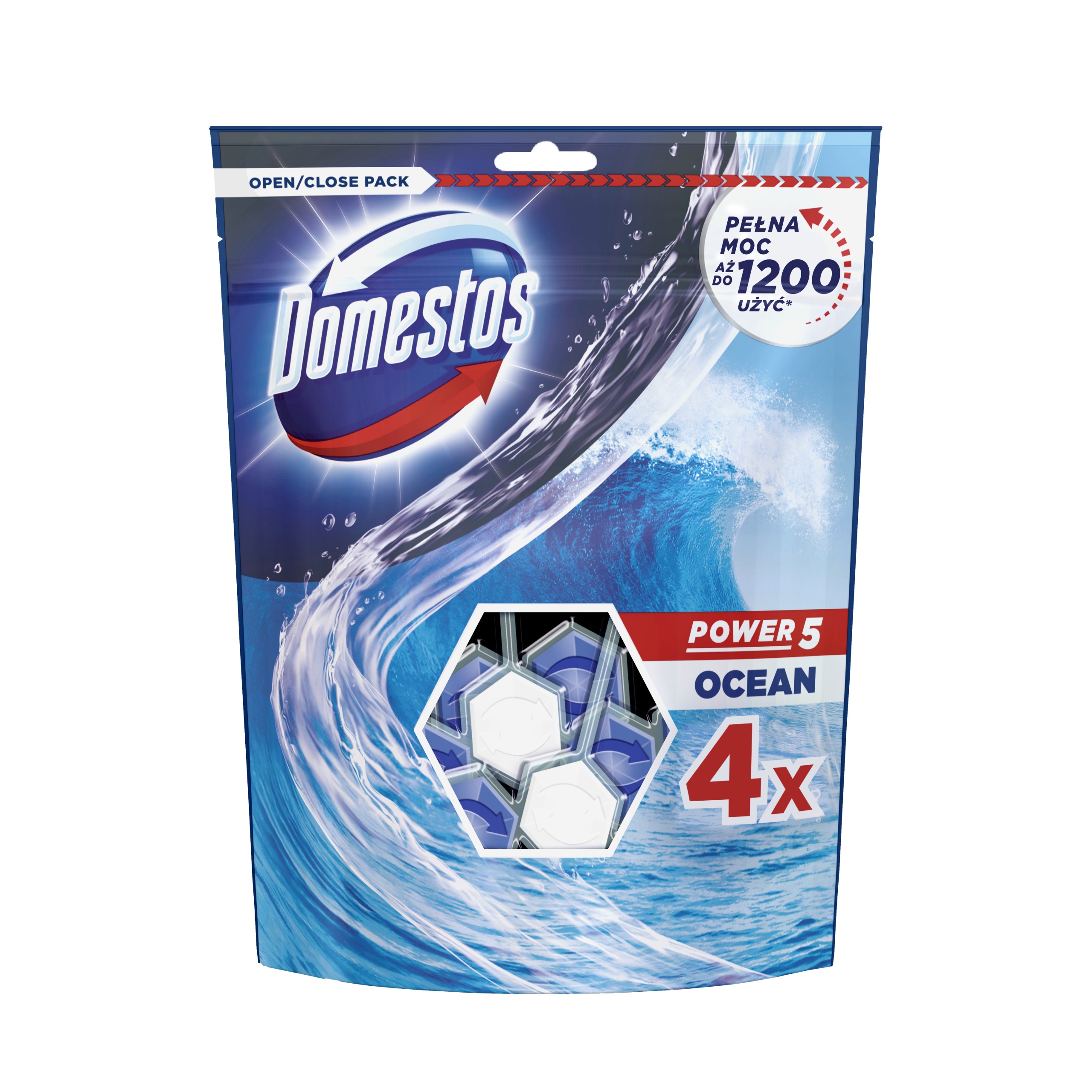 DOMESTOS POWER 5 OCEAN 4 X 55 g ZAWIESZKA DO WC EAN (GTIN) 8720181340994