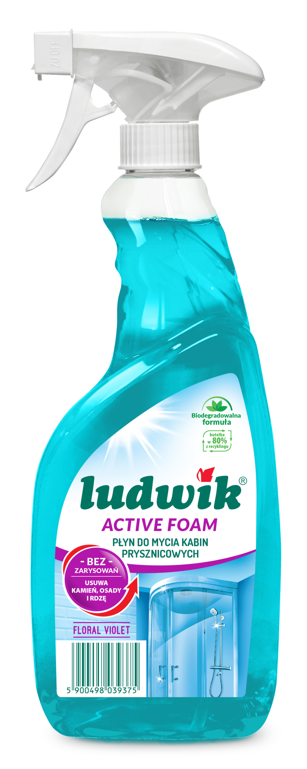 Levně 8XLUDWIK Active Foam Tekutý přípravek na mytí sprchových koutů Floral Violet 600 ml