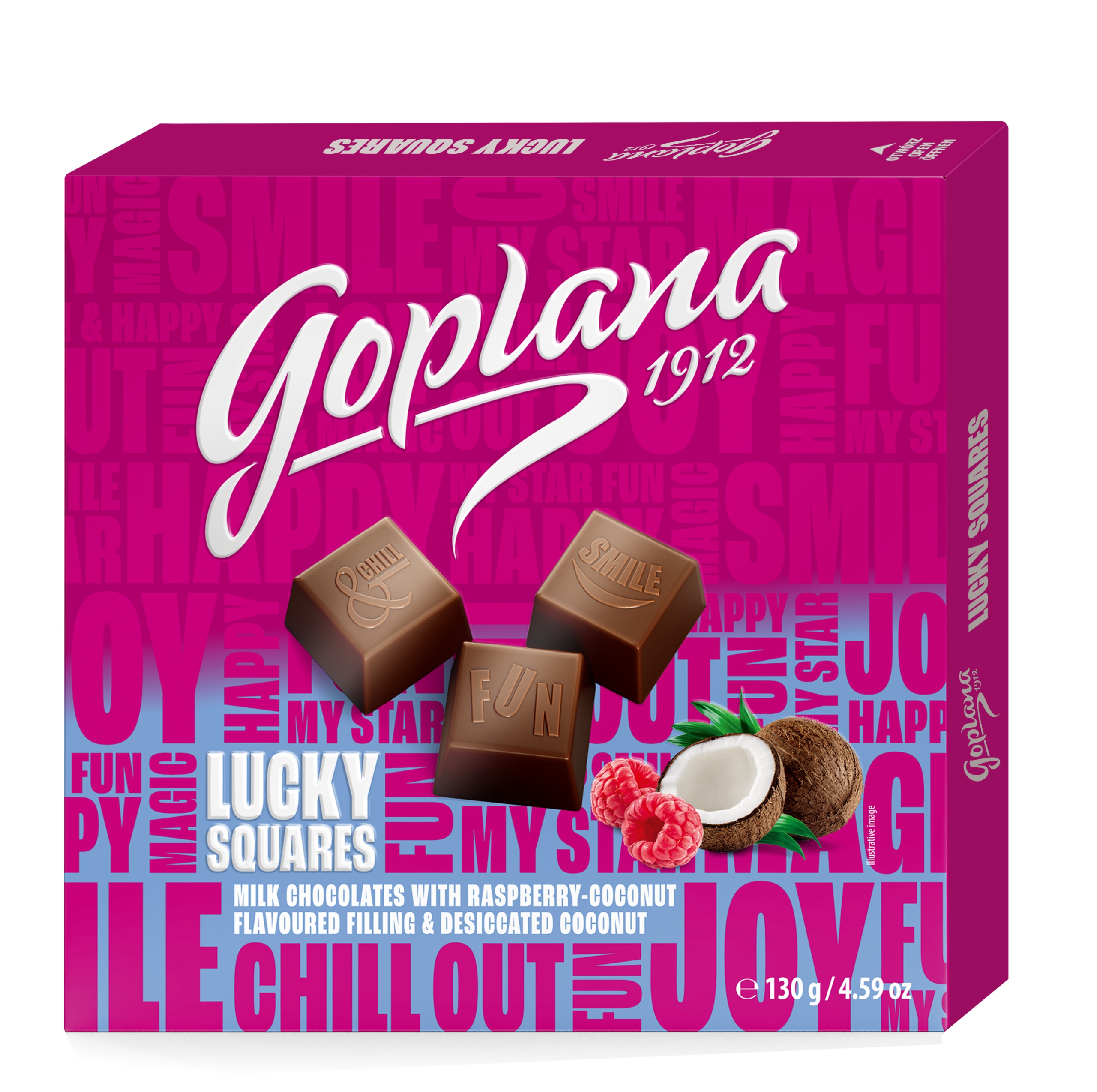 Levně 3x Goplana Lucky Squares Malina & Kokos 130 g