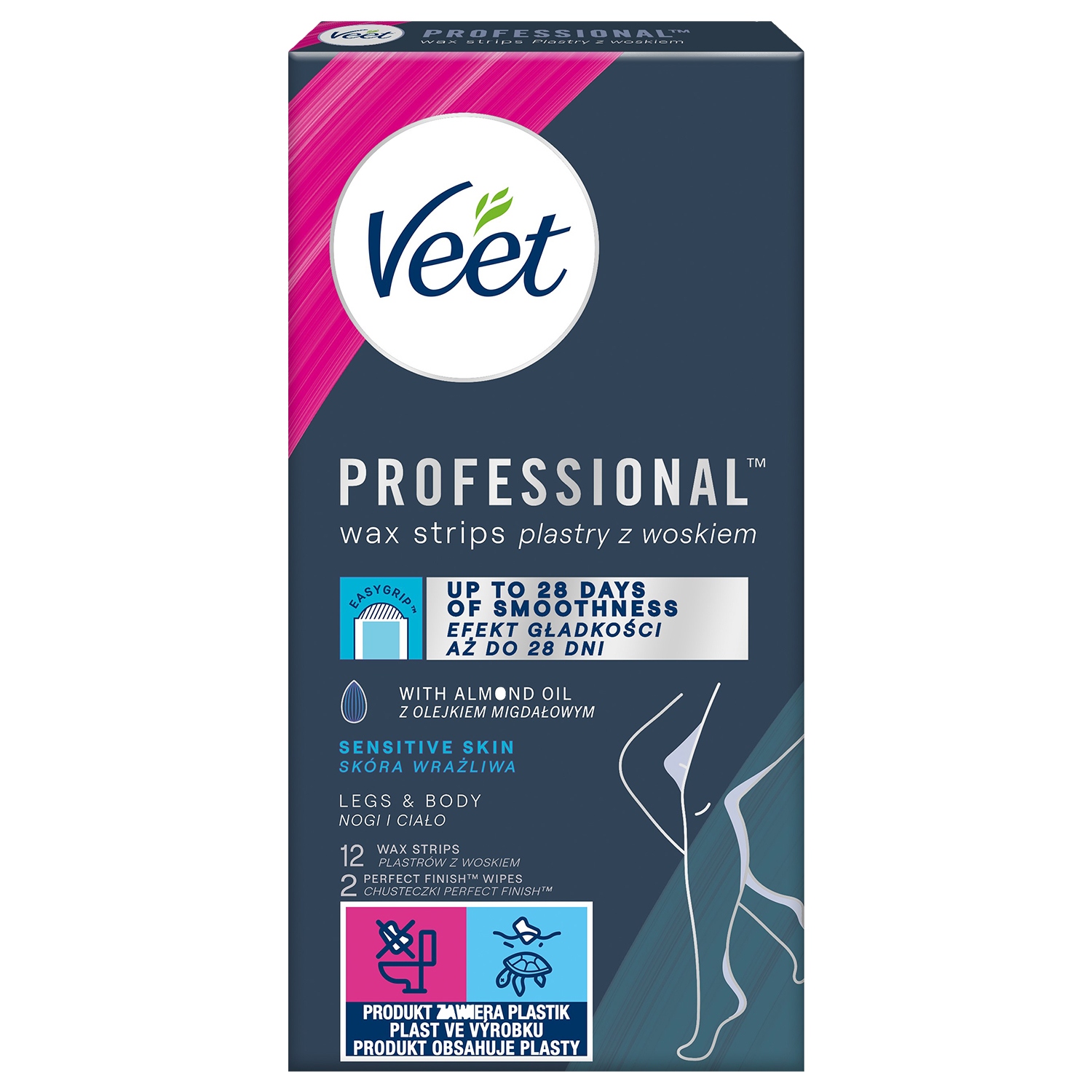 Veet Náplasti s voskem na depilaci Citlivá pokožka 12 kusů Hladká kůže