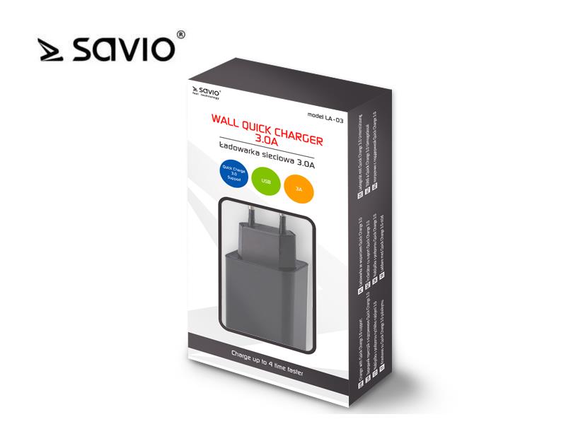 

Savio LA-03 Ładowarka sieciowa Quick Charge 3.0A