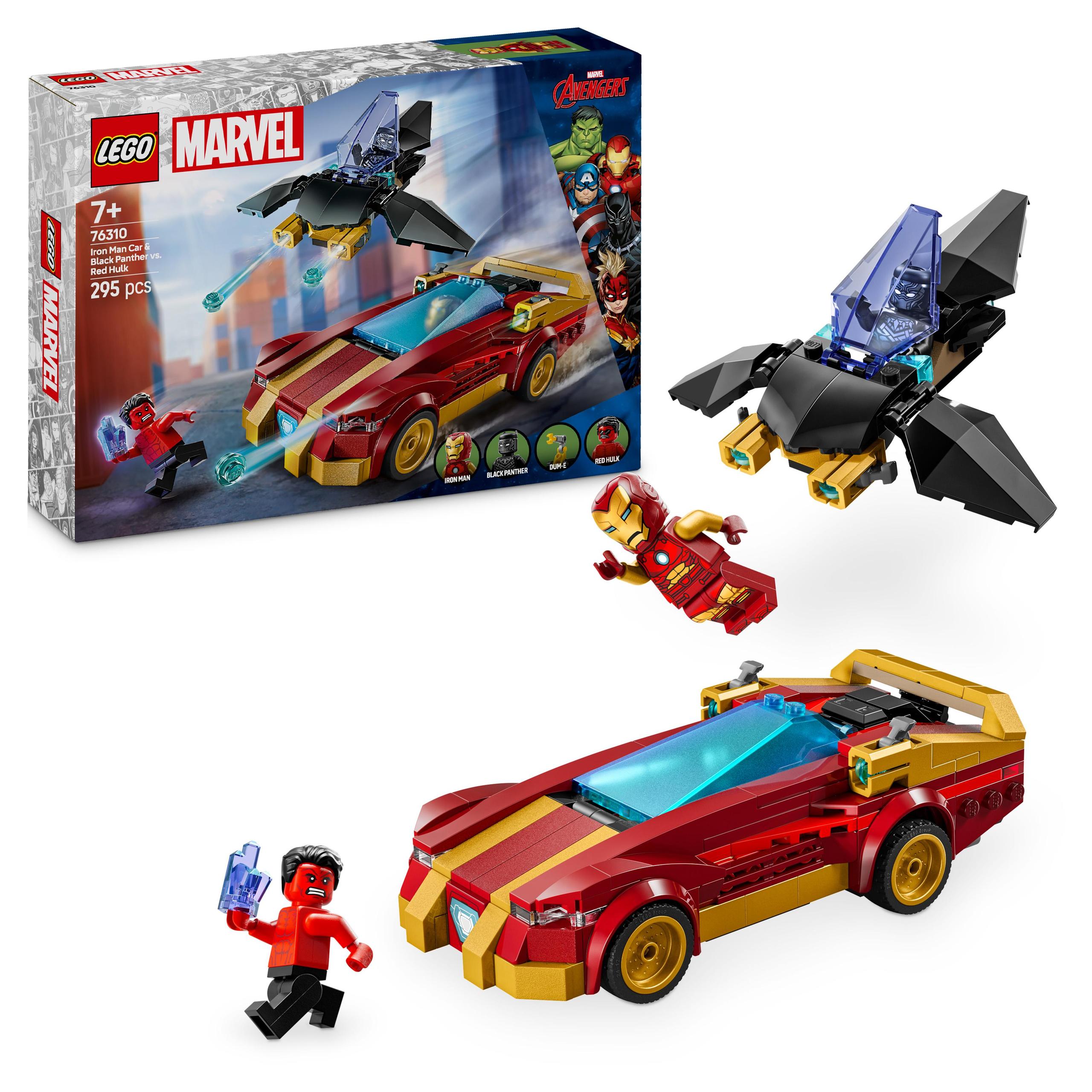Lego 76310 Marvel Heroes Auto Iron Mana Černý Panter Červený Hulk