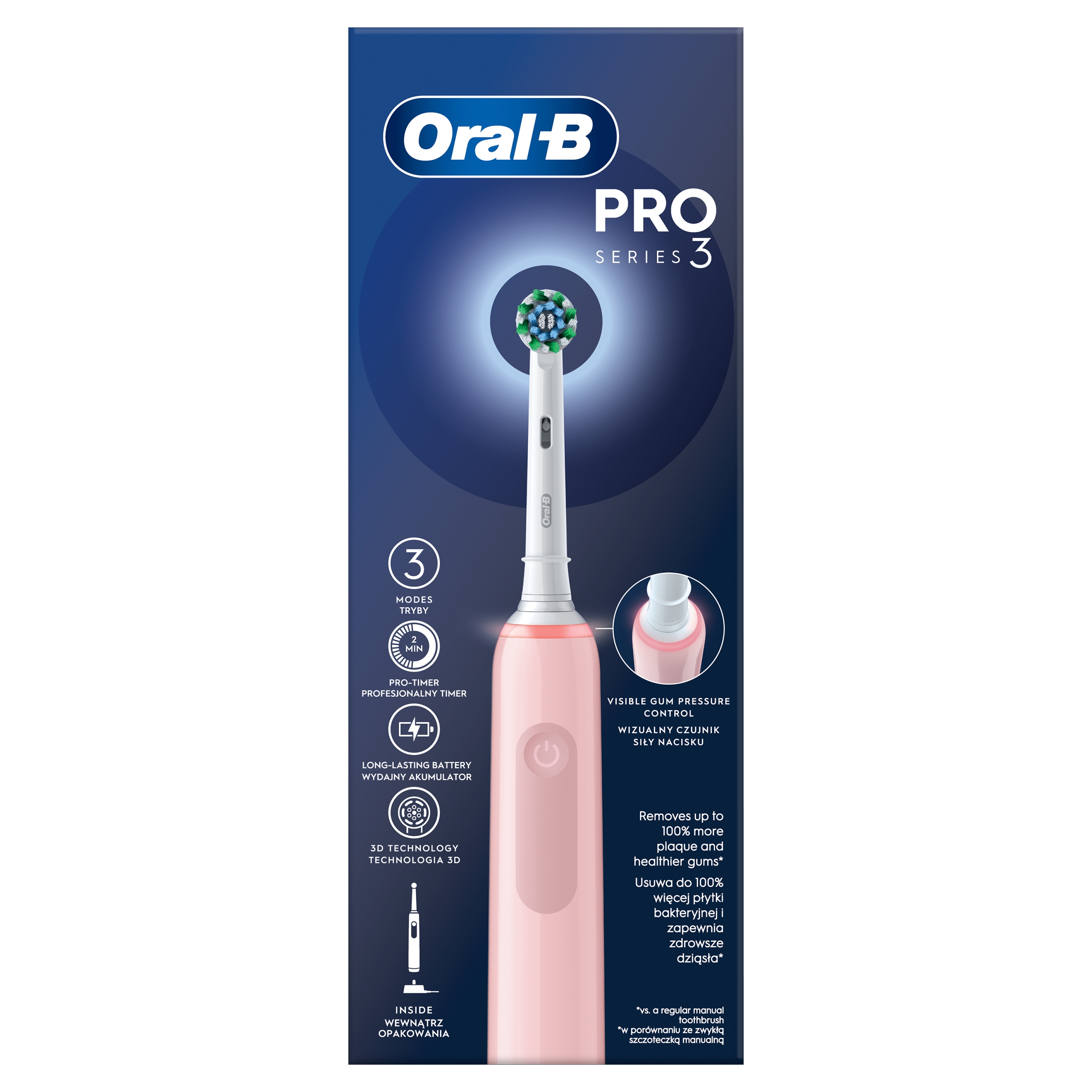 Oral-B Pro 3 3000 Szczoteczka elektryczna do zębów różowa