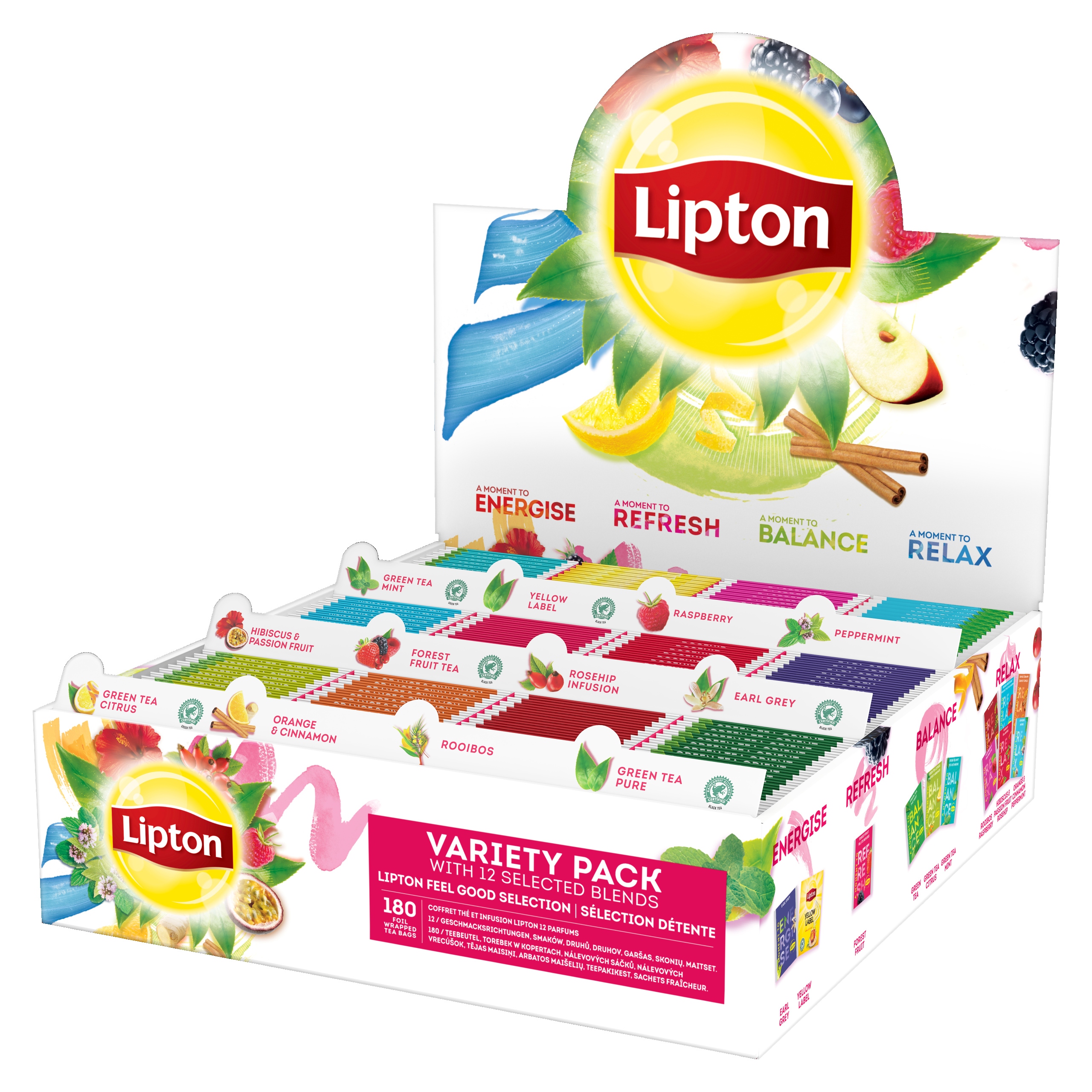 Levně Lipton Classic Variety Pack – 12 příchutí x 15 obálek – 315 g