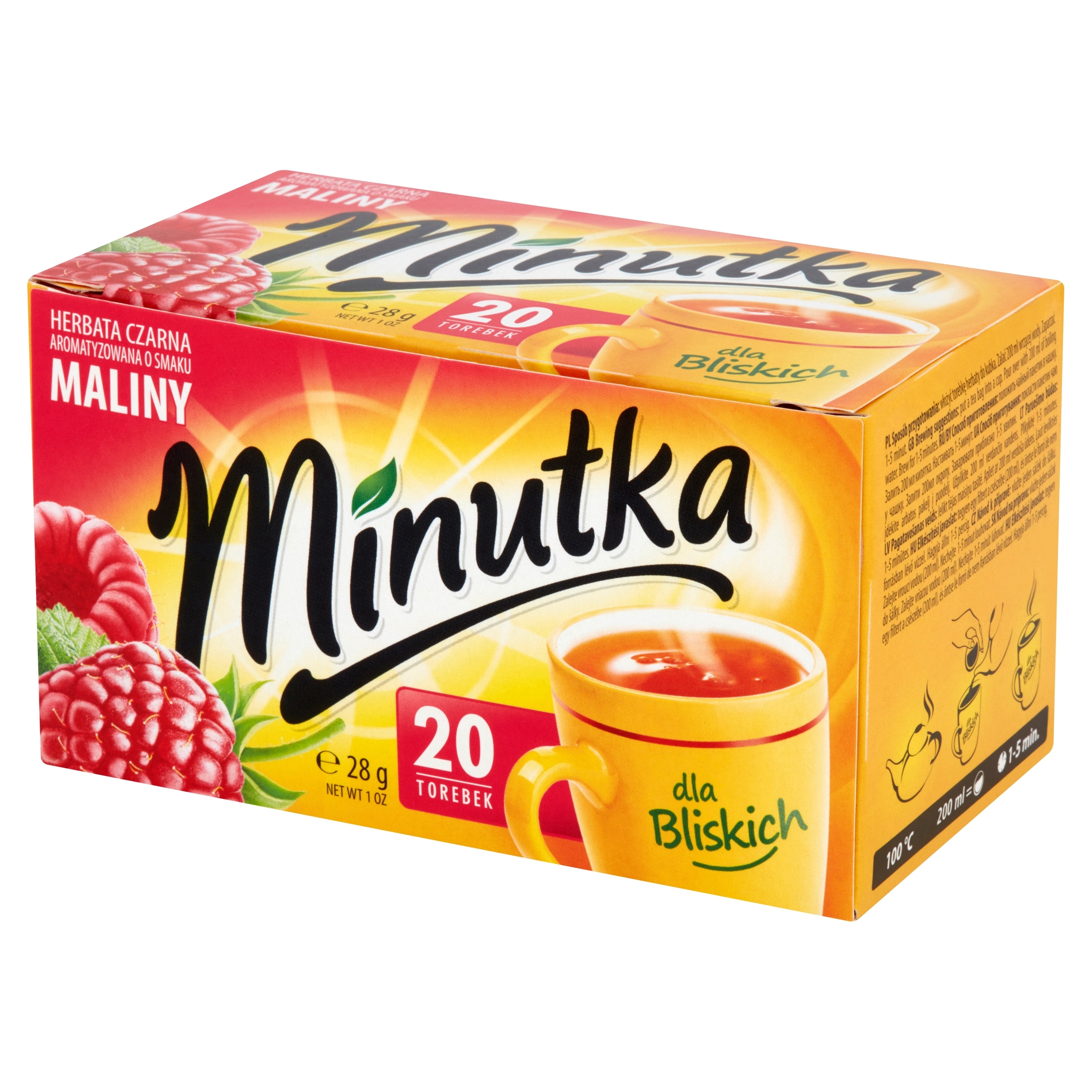 13 x Minutka Čaj Černý s příchutí maliny, 20 sáčků