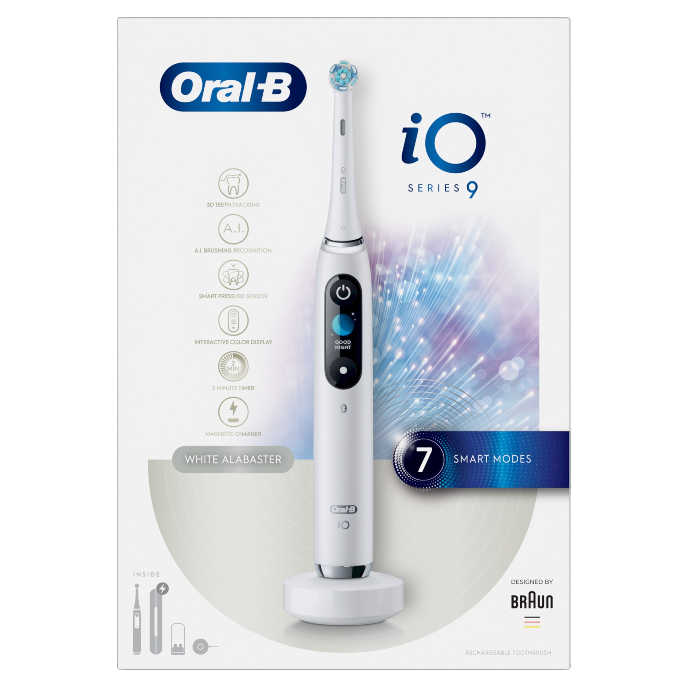 Oral-B iO 9 Series White Alabaster Szczoteczka magnetyczna z etui ładującym