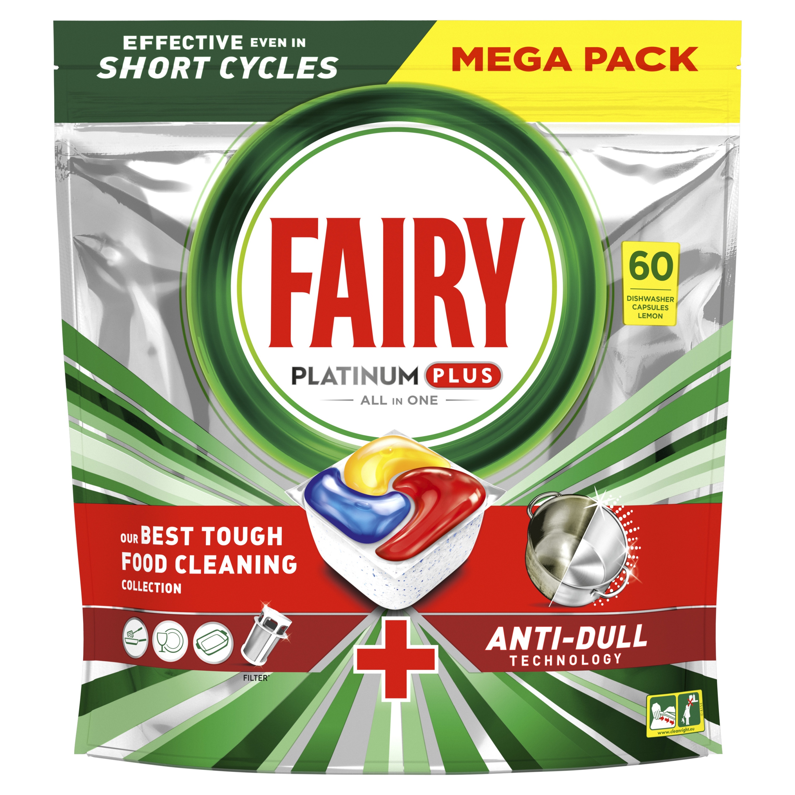 Levně Fairy Platinum Plus Citron Tablety do myčky All In One, 60 tablet