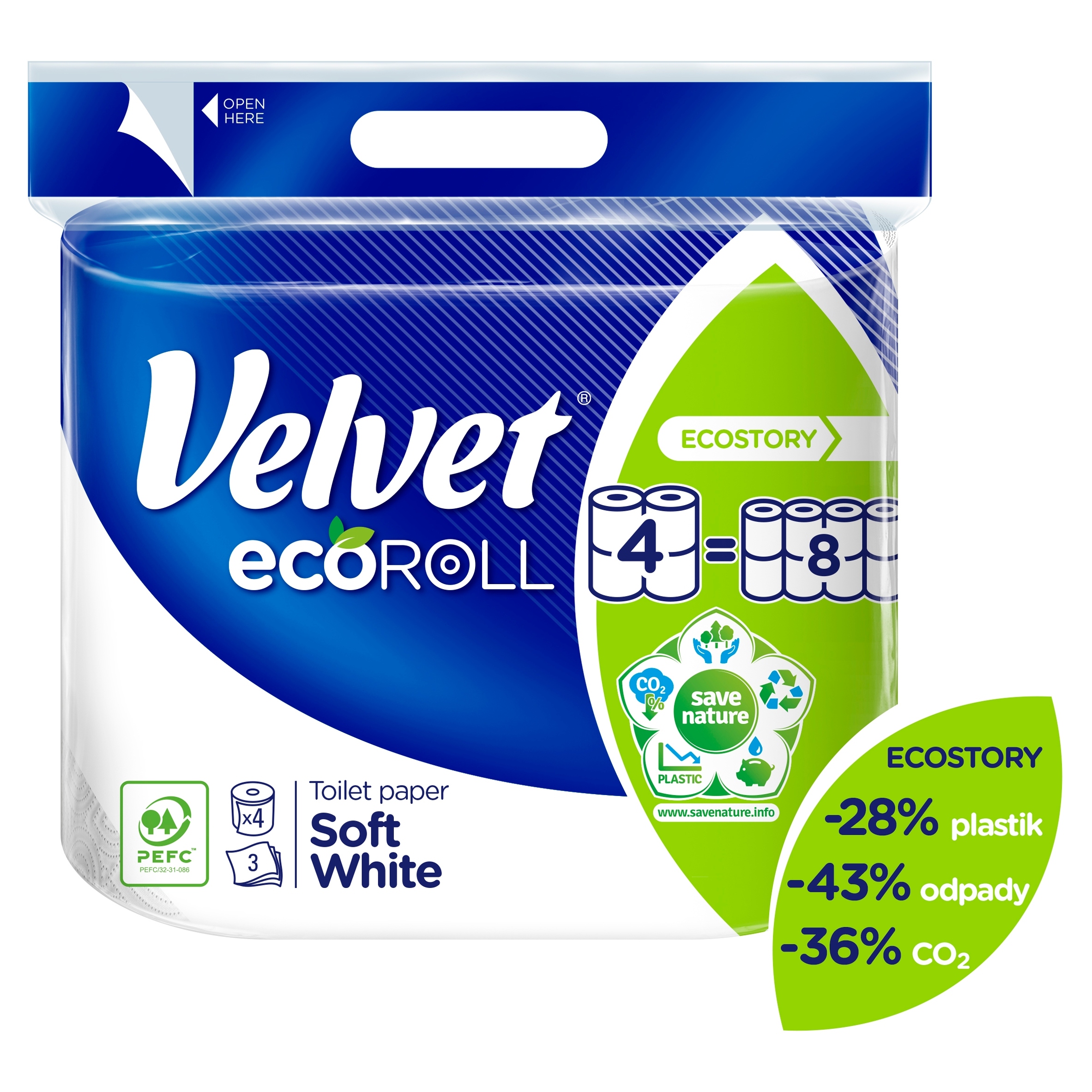 

Miękki Papier Toaletowy Velvet Ecoroll 4 Szt