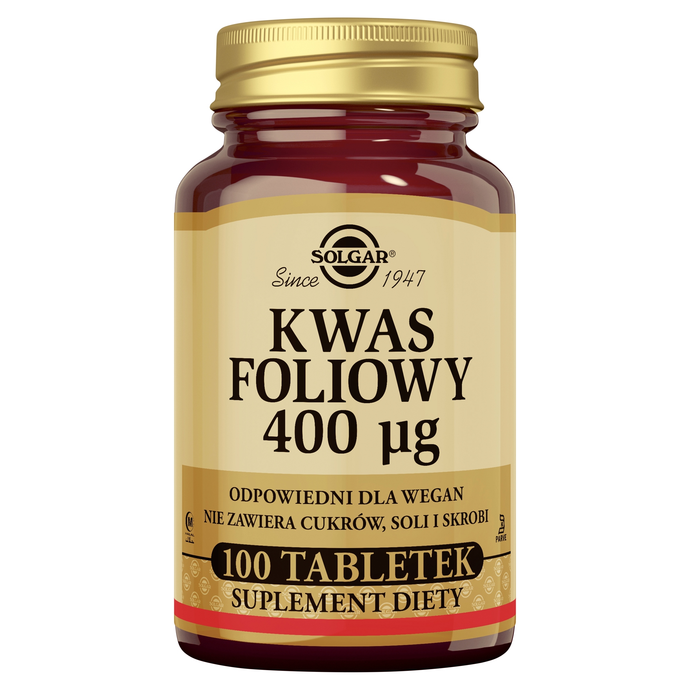 SOLGAR Folacin 400mcg 100 tabletek Kwas foliowy ciąża produkcja krwinek — 8