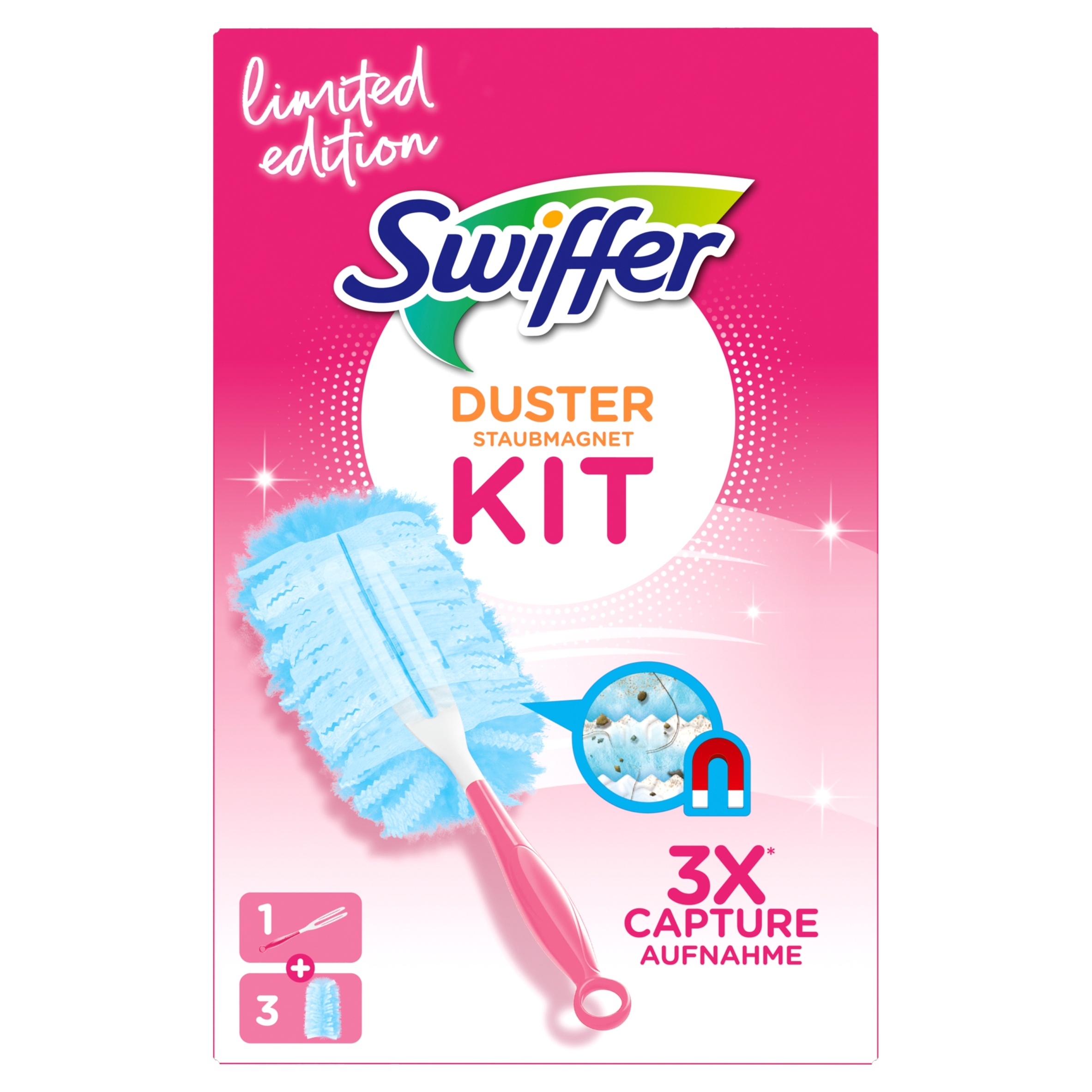Levně 2x Swiffer Duster Kit trzonek mały miotełka do kurzu 3 sztuki, zestaw