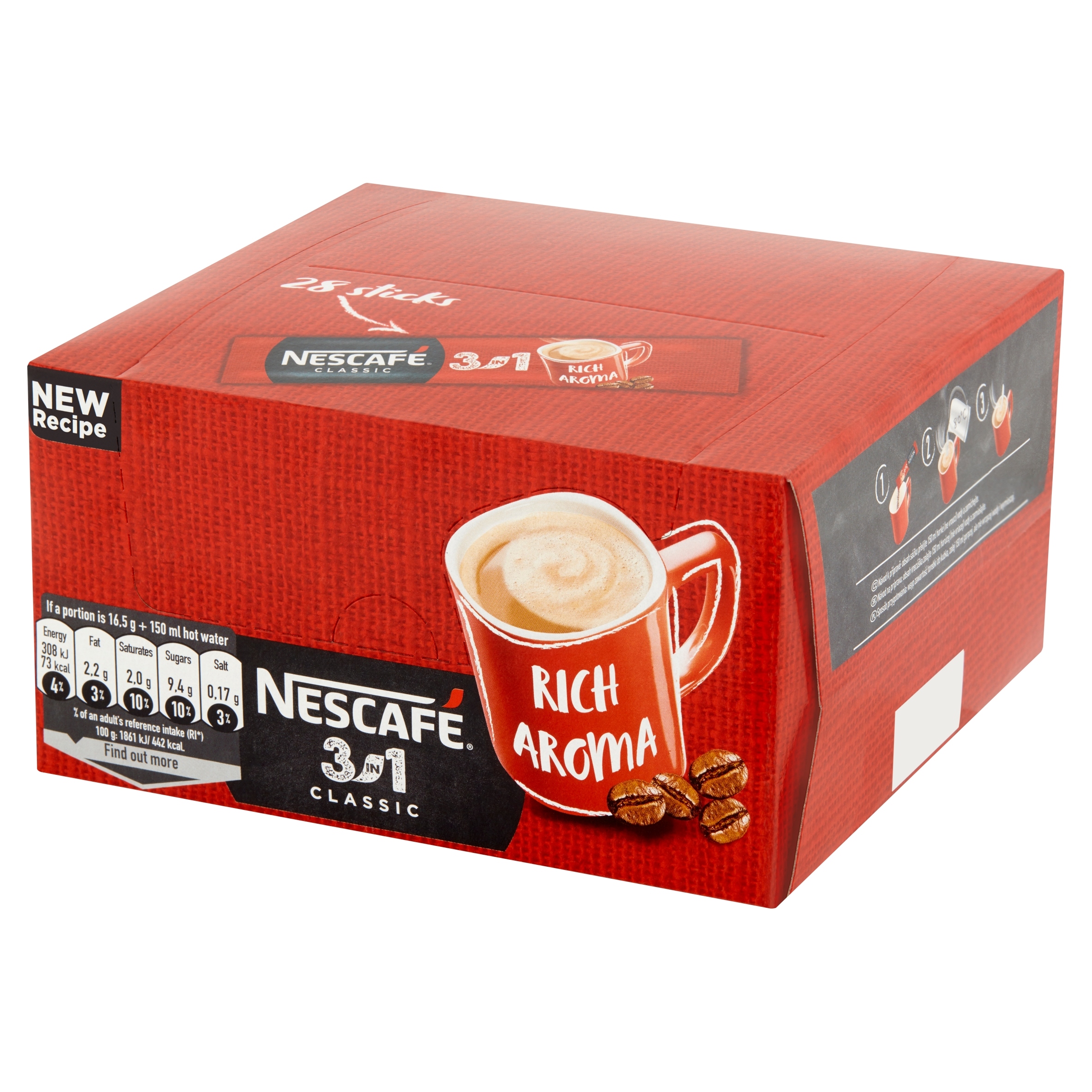 Nescafé 3v1 Classic instantní kávový nápoj, 28 x 16,5 g