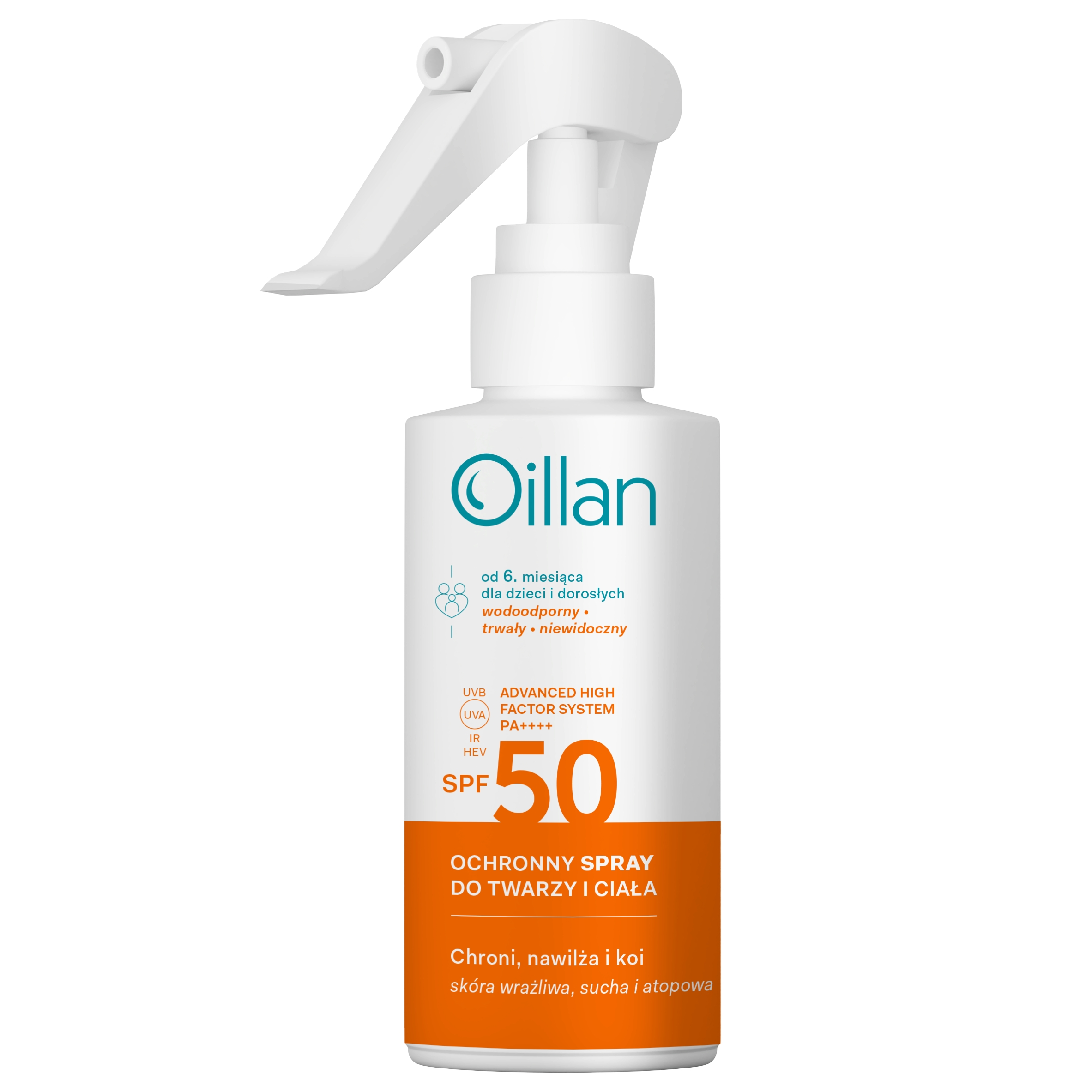 Oillan Ochronny spray p/słoneczny do twarzy i ciała z filtrem SPF50 125 ml