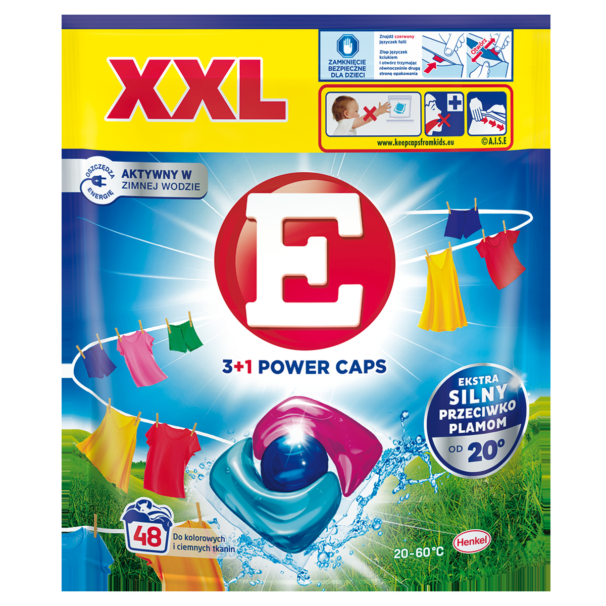 Levně Kapsle na praní E 48 Power Caps pro barevné a tmavé tkaniny