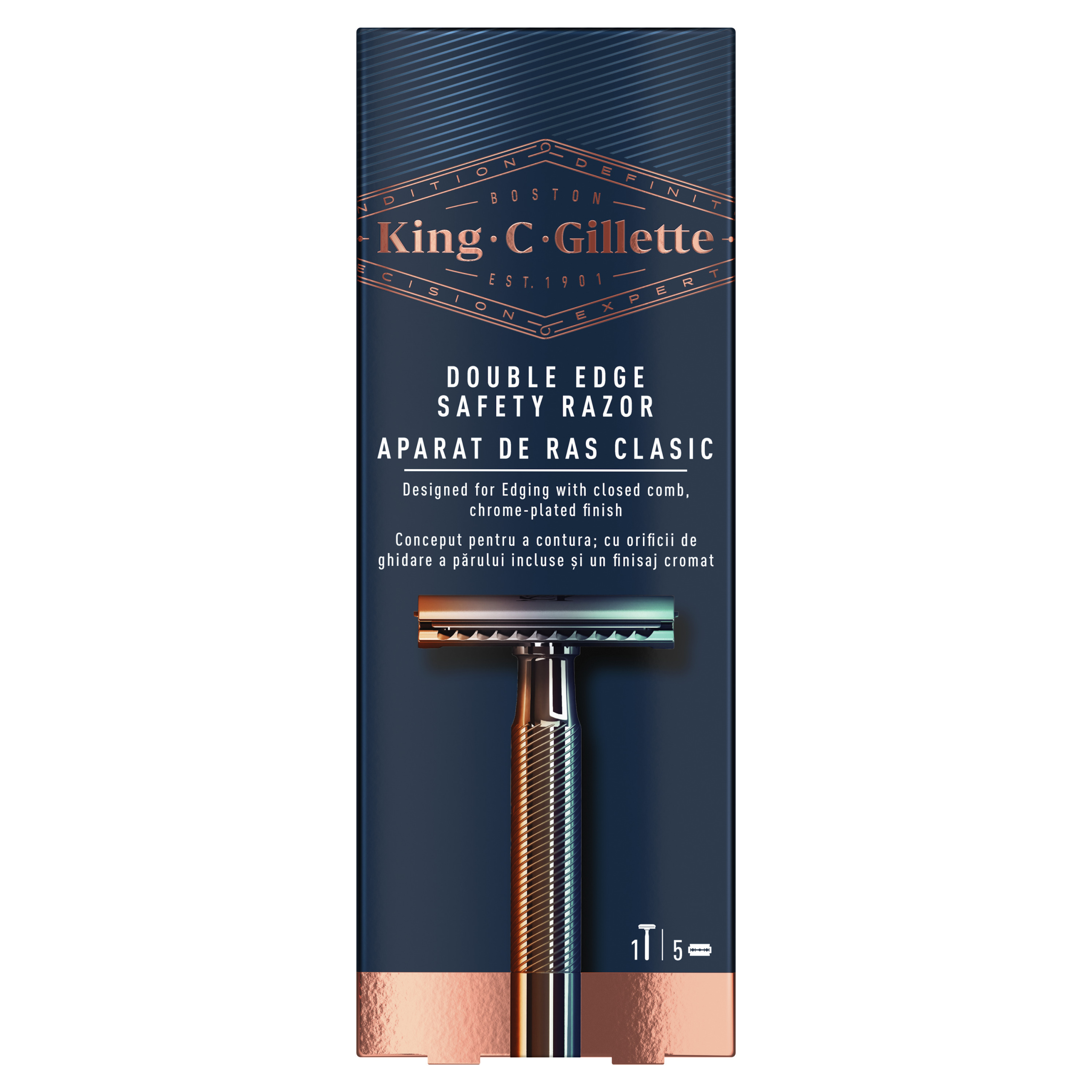 Maszynka na żyletki dwuostrzowe do golenia King C Gillette Double Edge