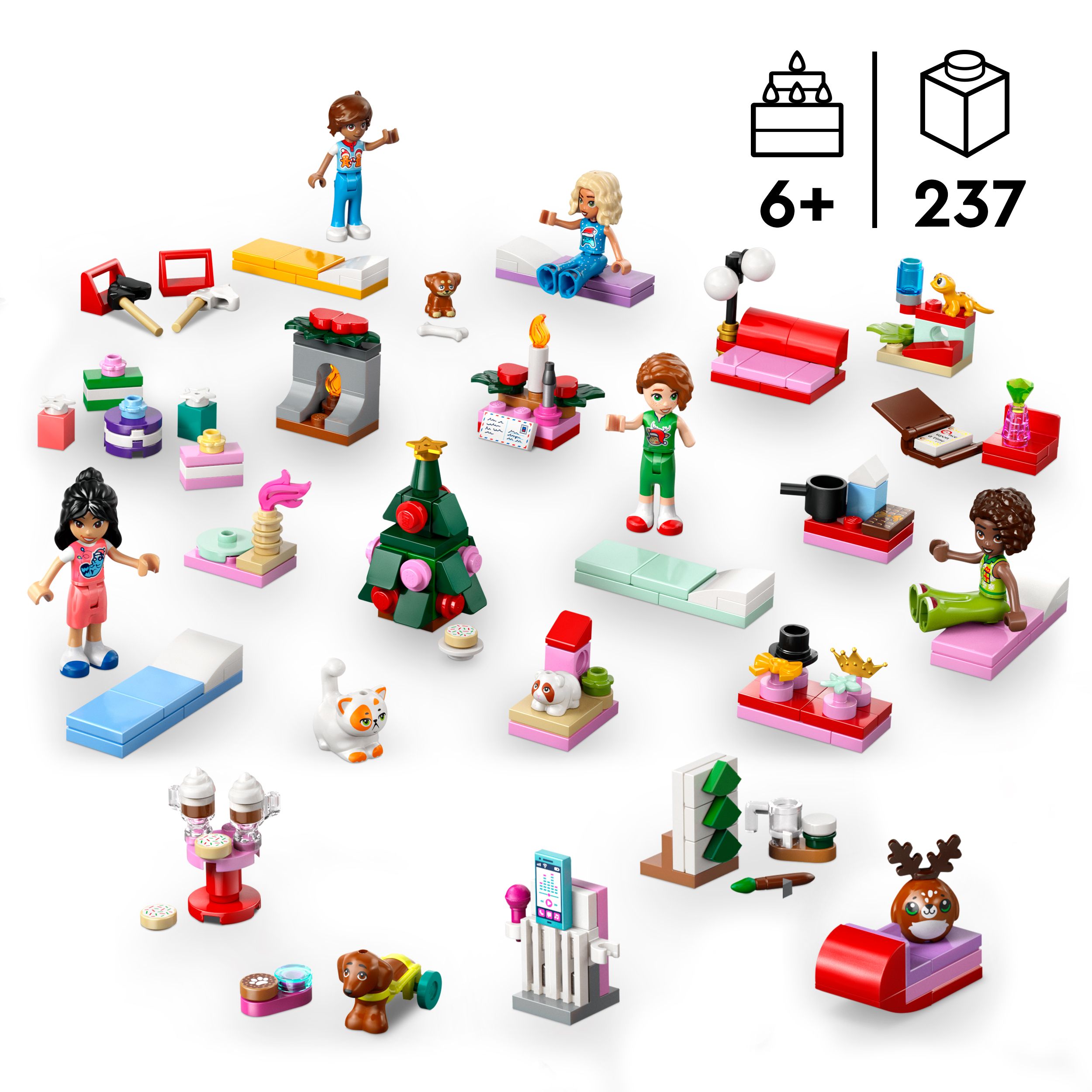 Адвент-календарь LEGO Friends 42668 2025, 237 деталей, 5 мини-кукол и 5 животных, от 6 лет — фото 6