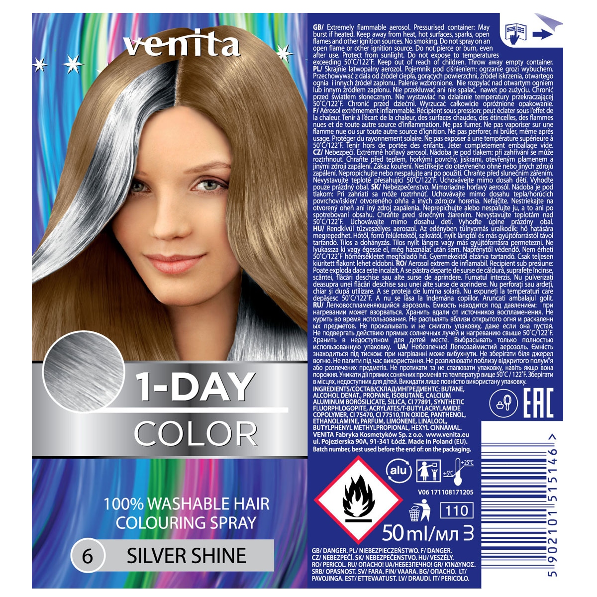 

Venita 1-Day Color Srebrny Pył spray do włosów