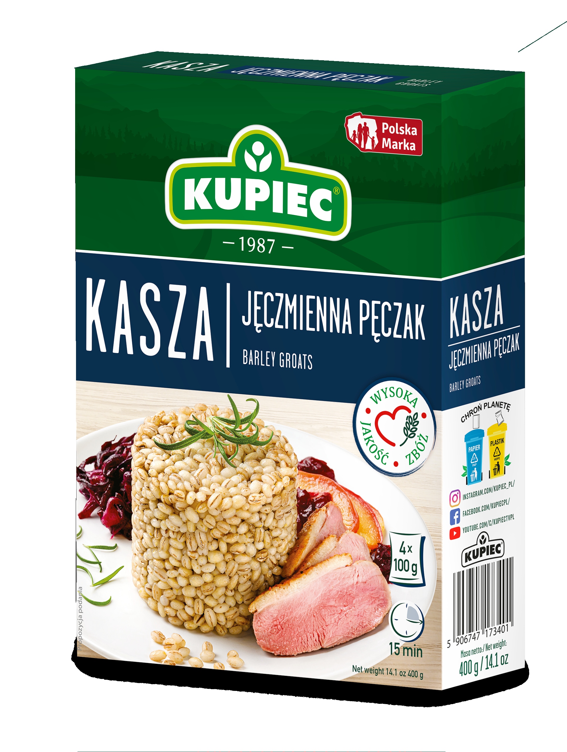 Kupiec Ječná kaše pupečník 4x100 g